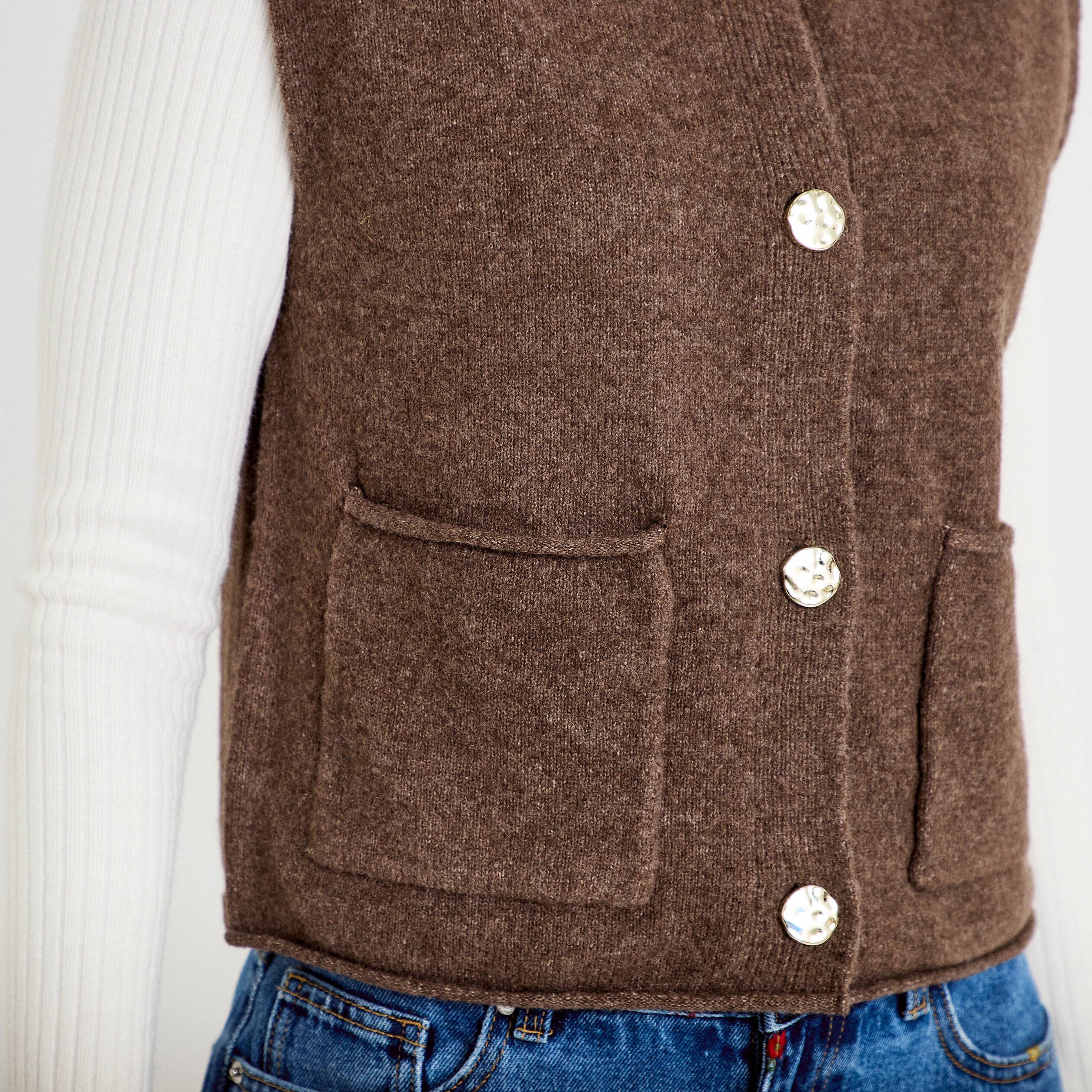 Gilet sans manches marron fonc&eacute; femme