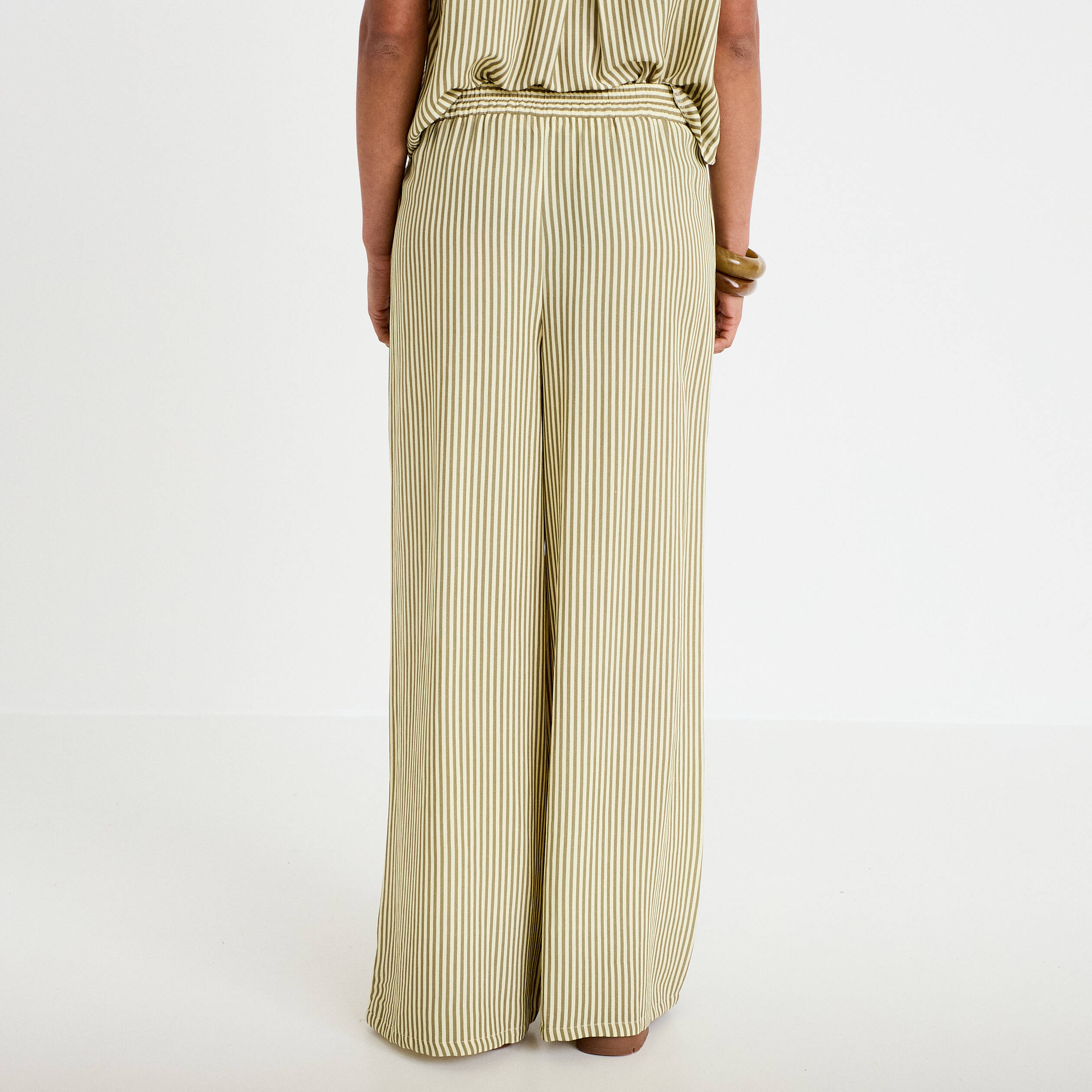Pantalon large taille standard jaune femme