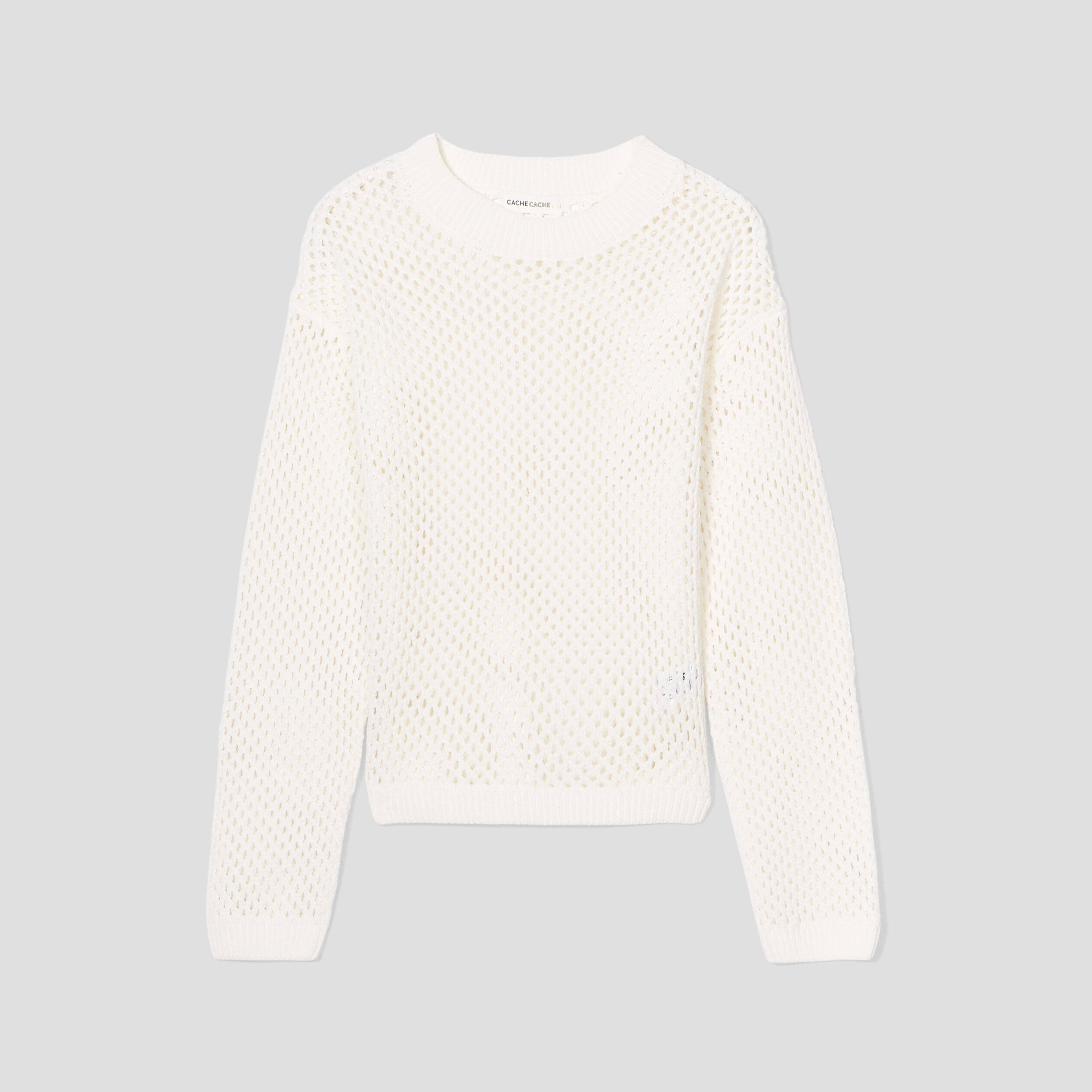 pull ajoure col rond ecru femme Pull ajouré col rond ecru femme