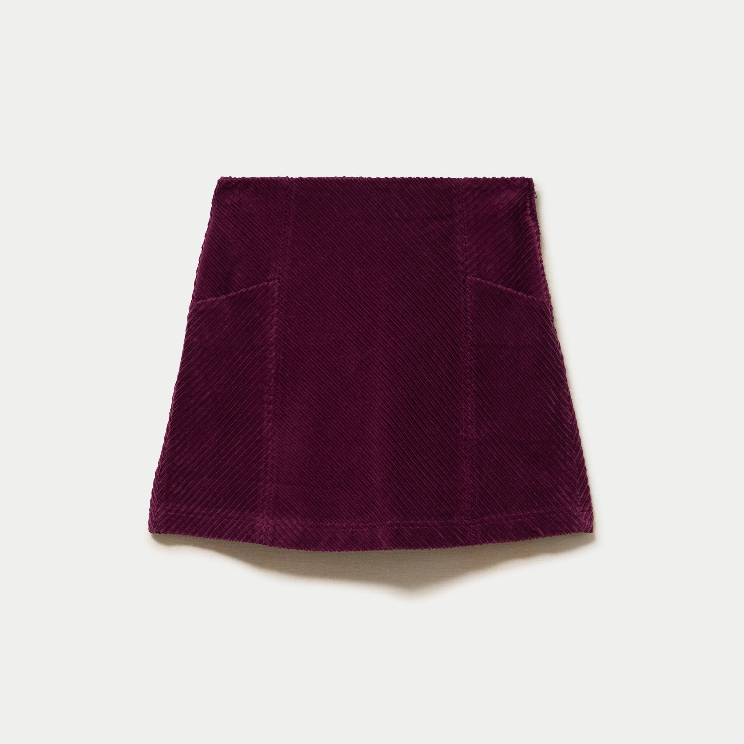 Jupe trap&egrave;ze en velours prune femme