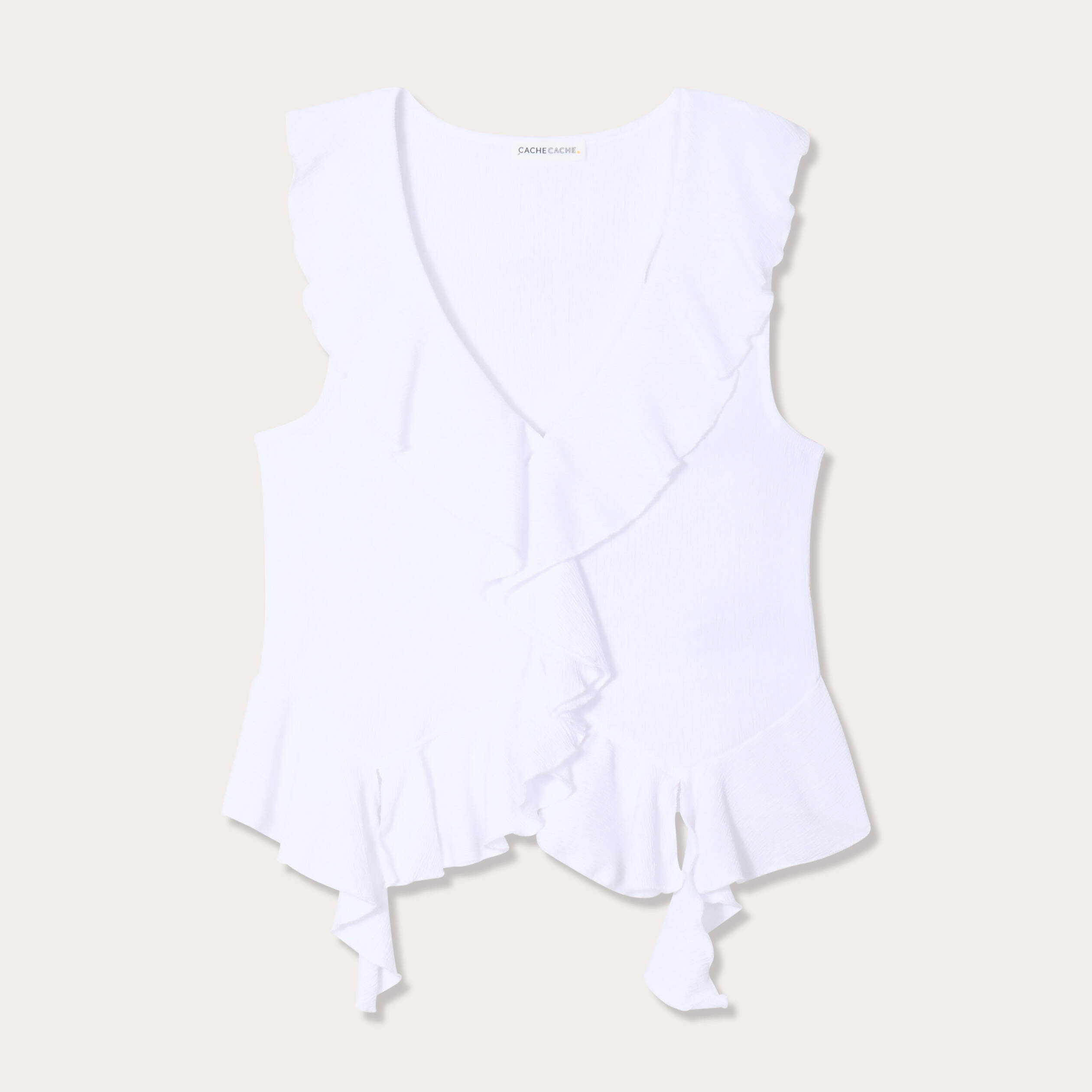 top sans manches volants blanc femme Top sans manches volants blanc femme