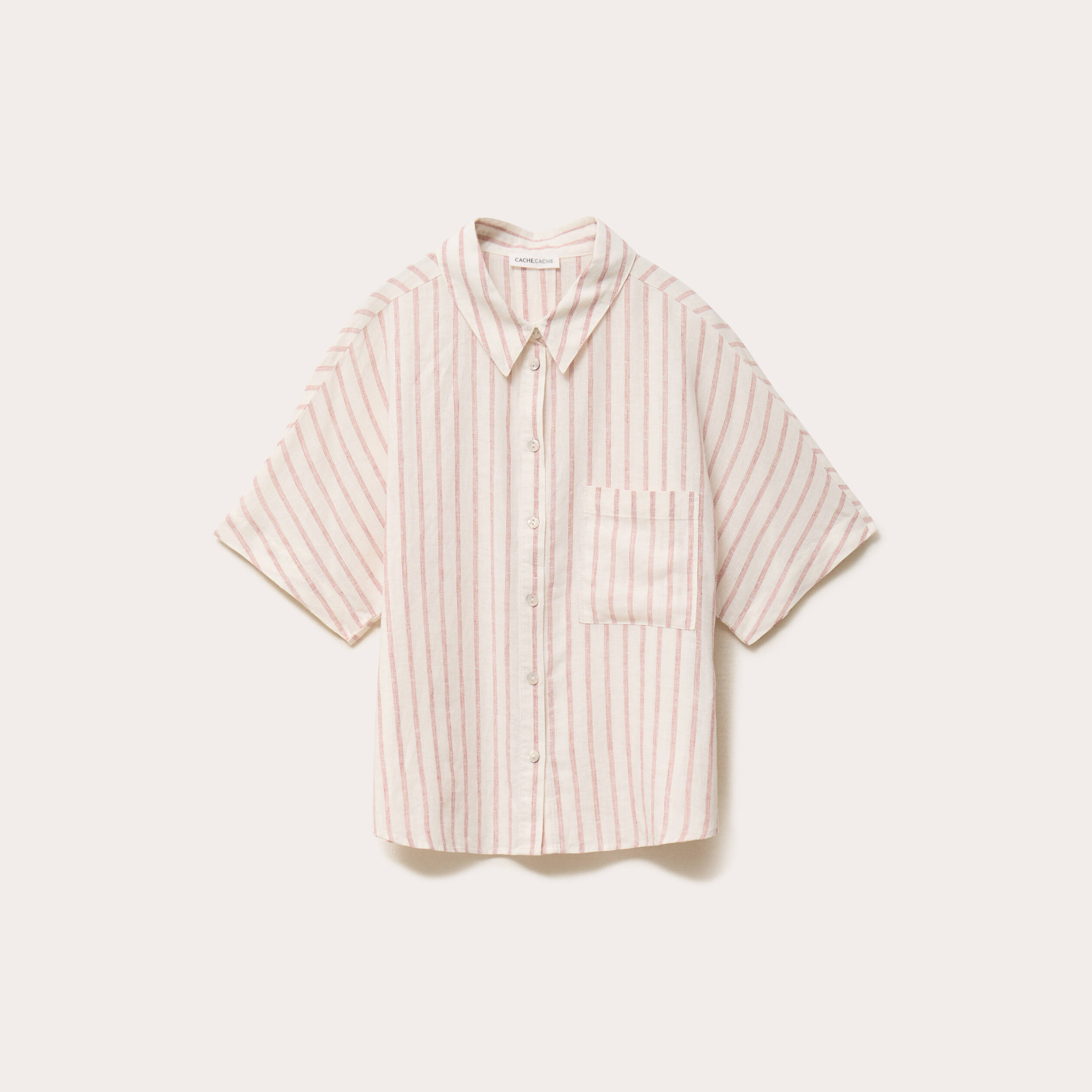 Chemise droite courte col classique blanc femme