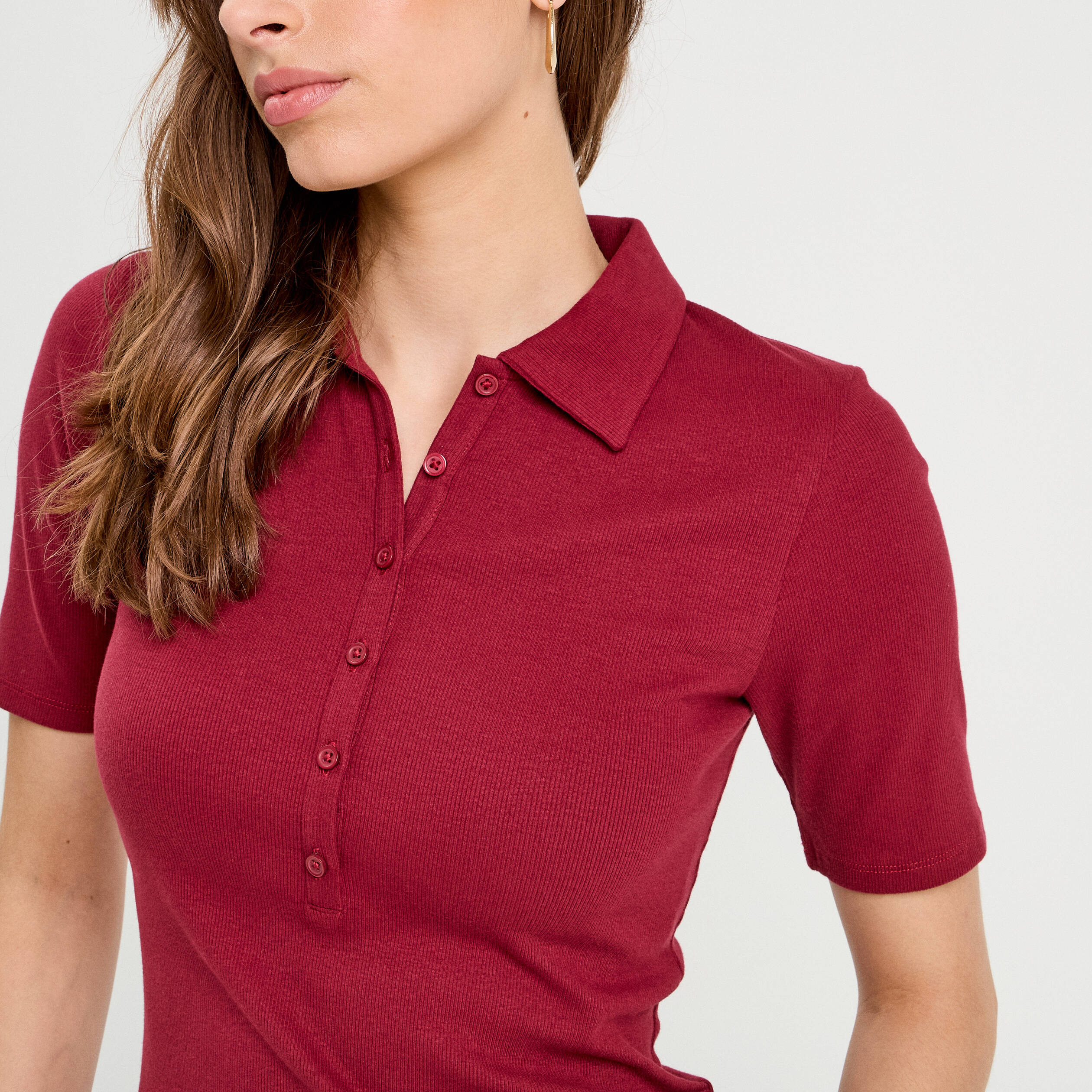 polo manches courtes rouge fonce femme Polo manches courtes rouge foncé femme