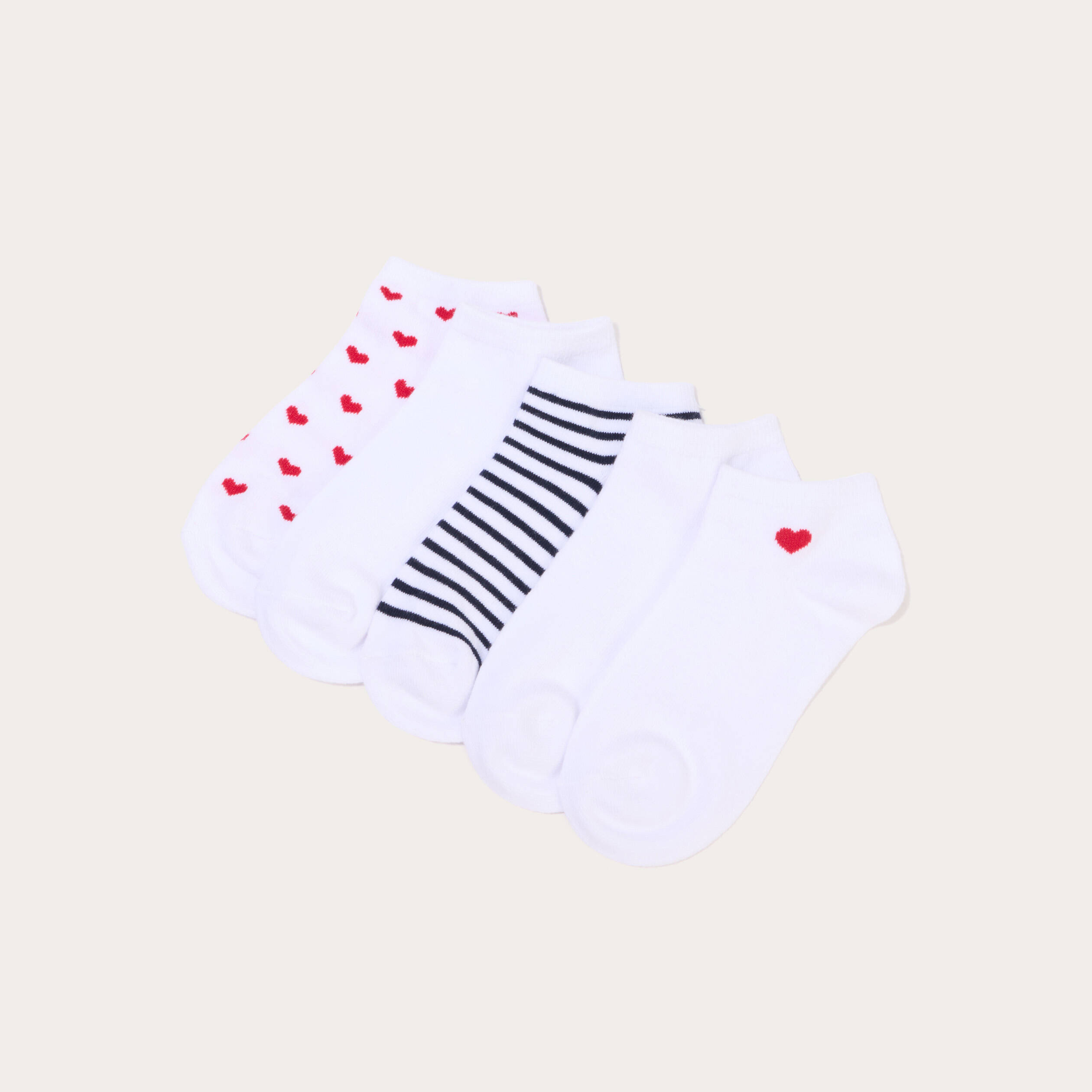 Lot de 5 paires de soquettes ecru femme