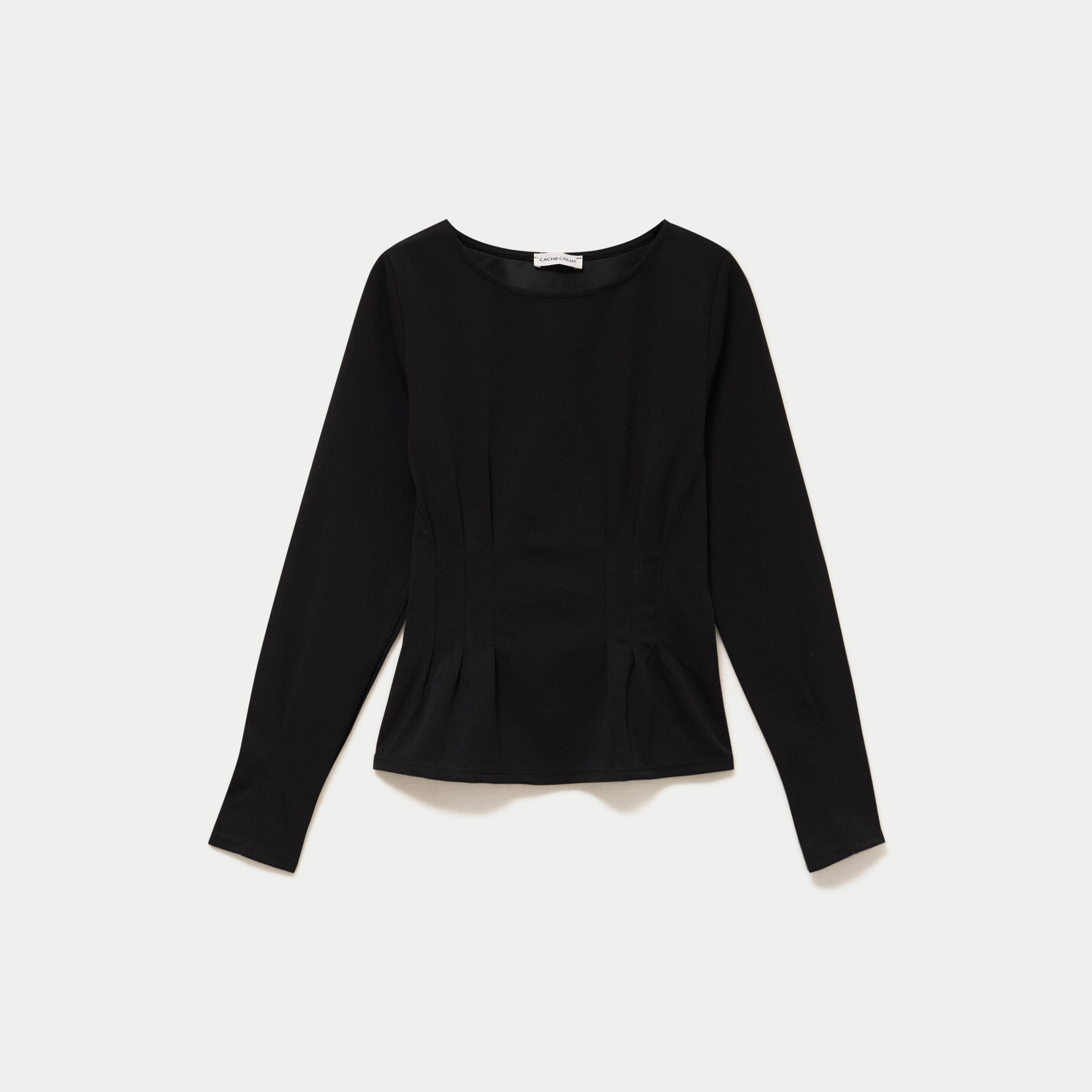 Top droit manches longues noir femme