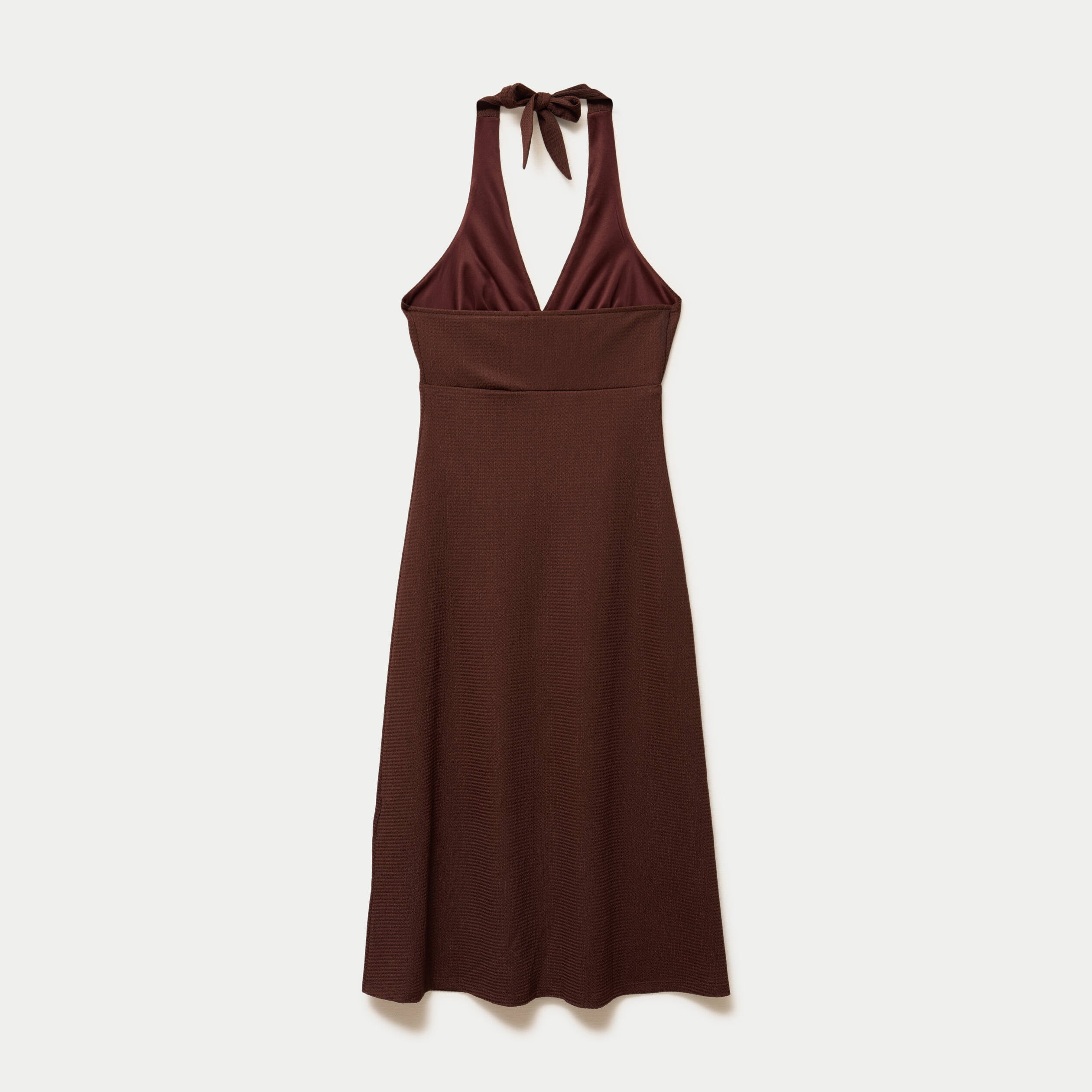 Robe &eacute;vas&eacute;e 3/4 sans manches col v marron femme