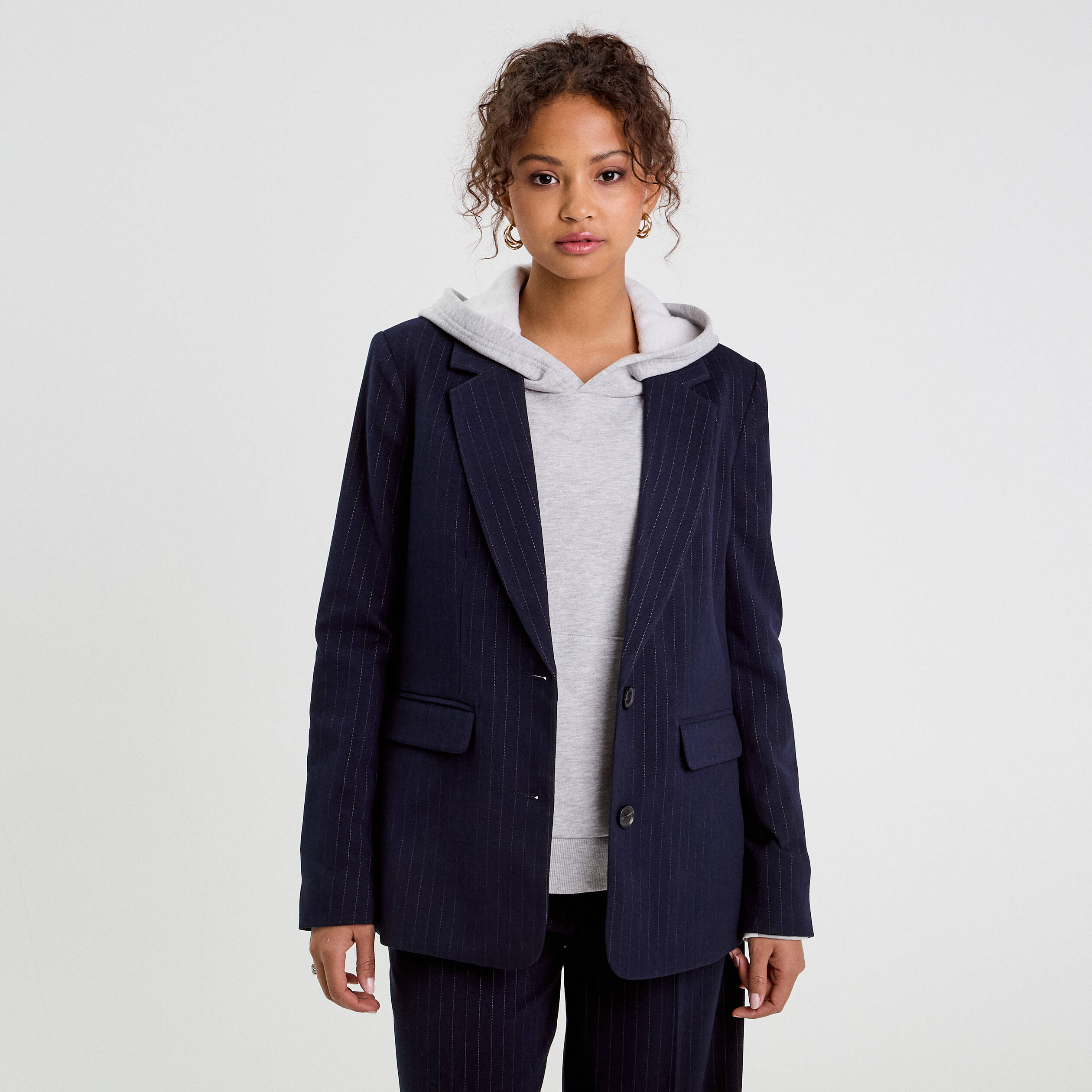 Veste blazer droite bleu marine femme Vibs