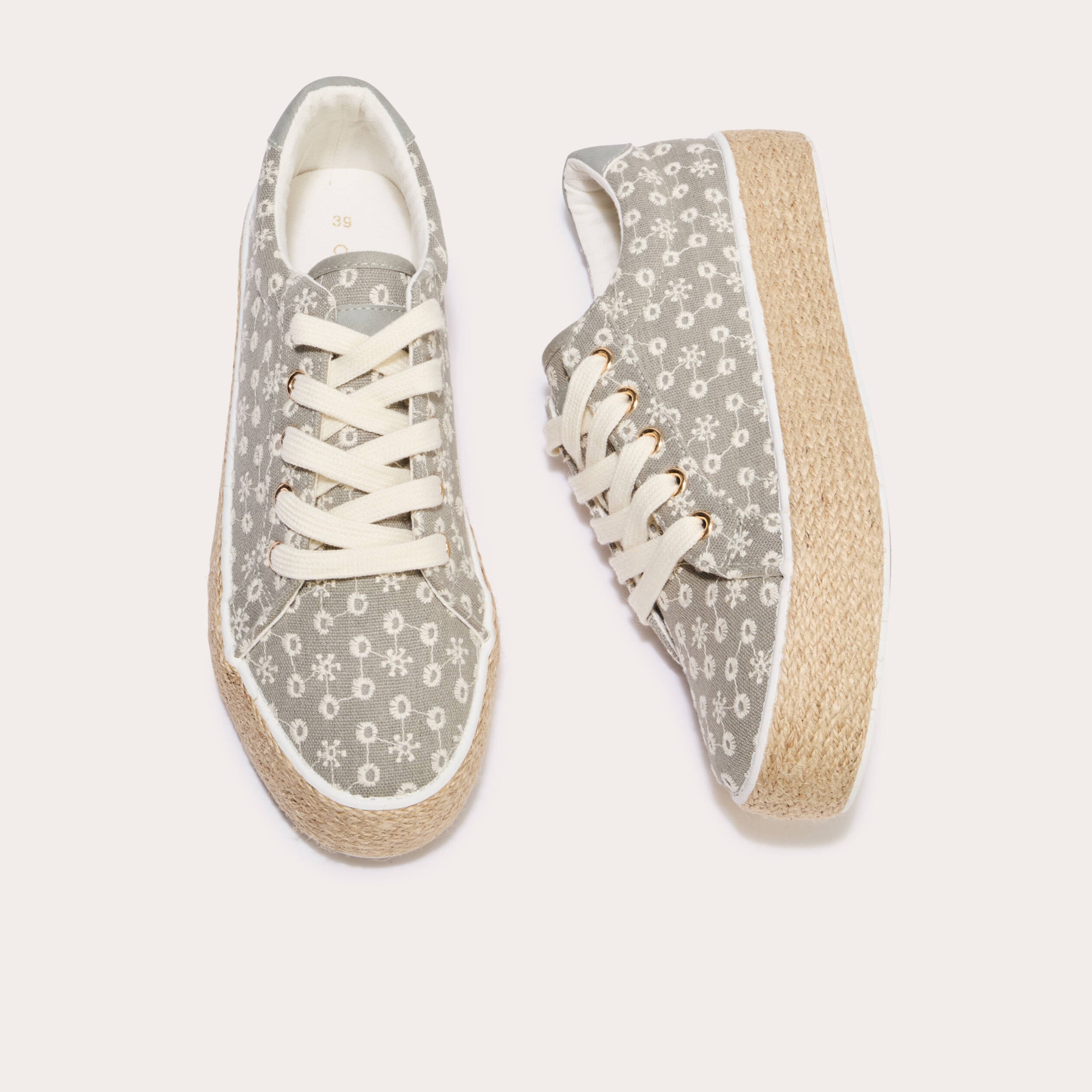 Baskets espadrilles plates beige femme