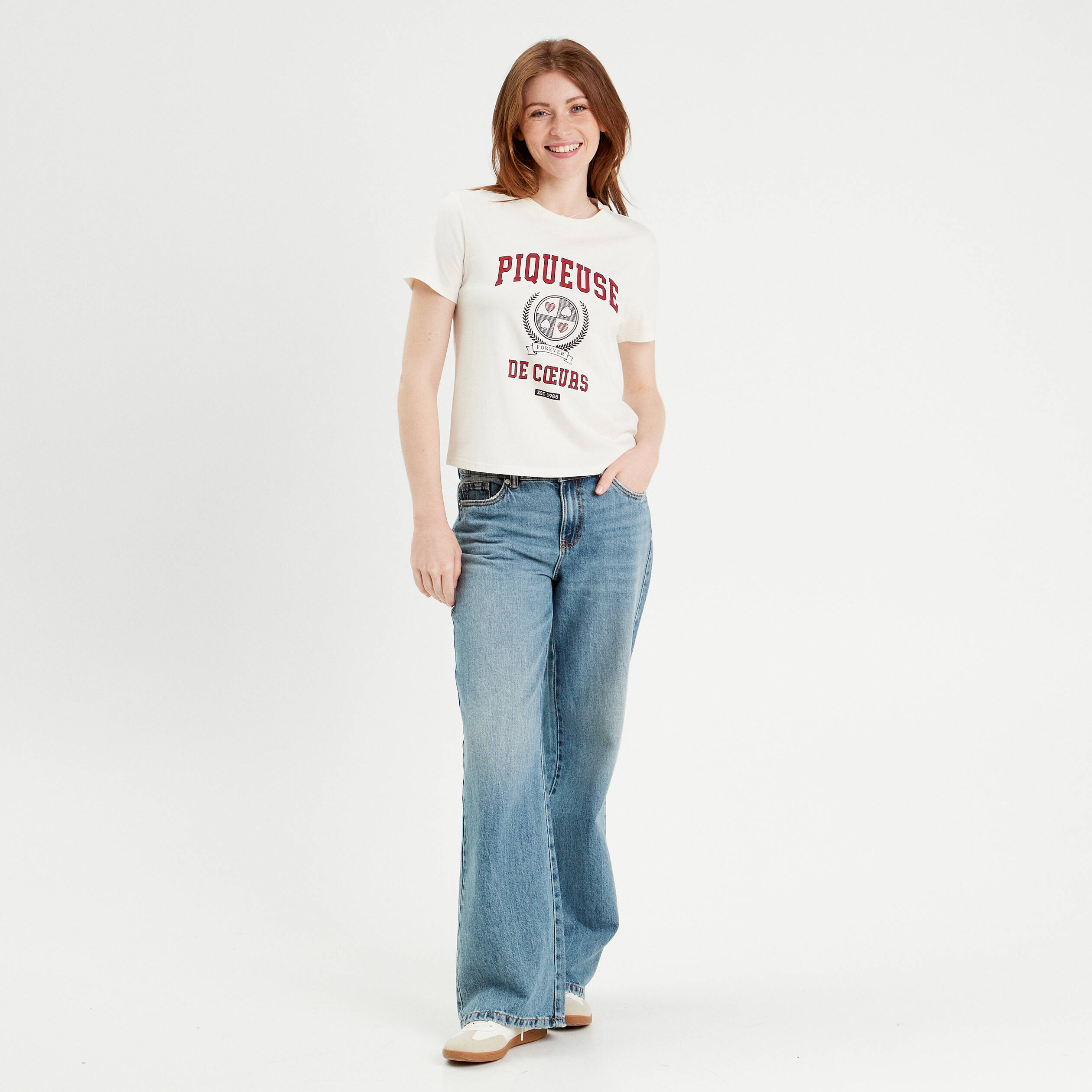 T-shirt manches courtes ecru femme