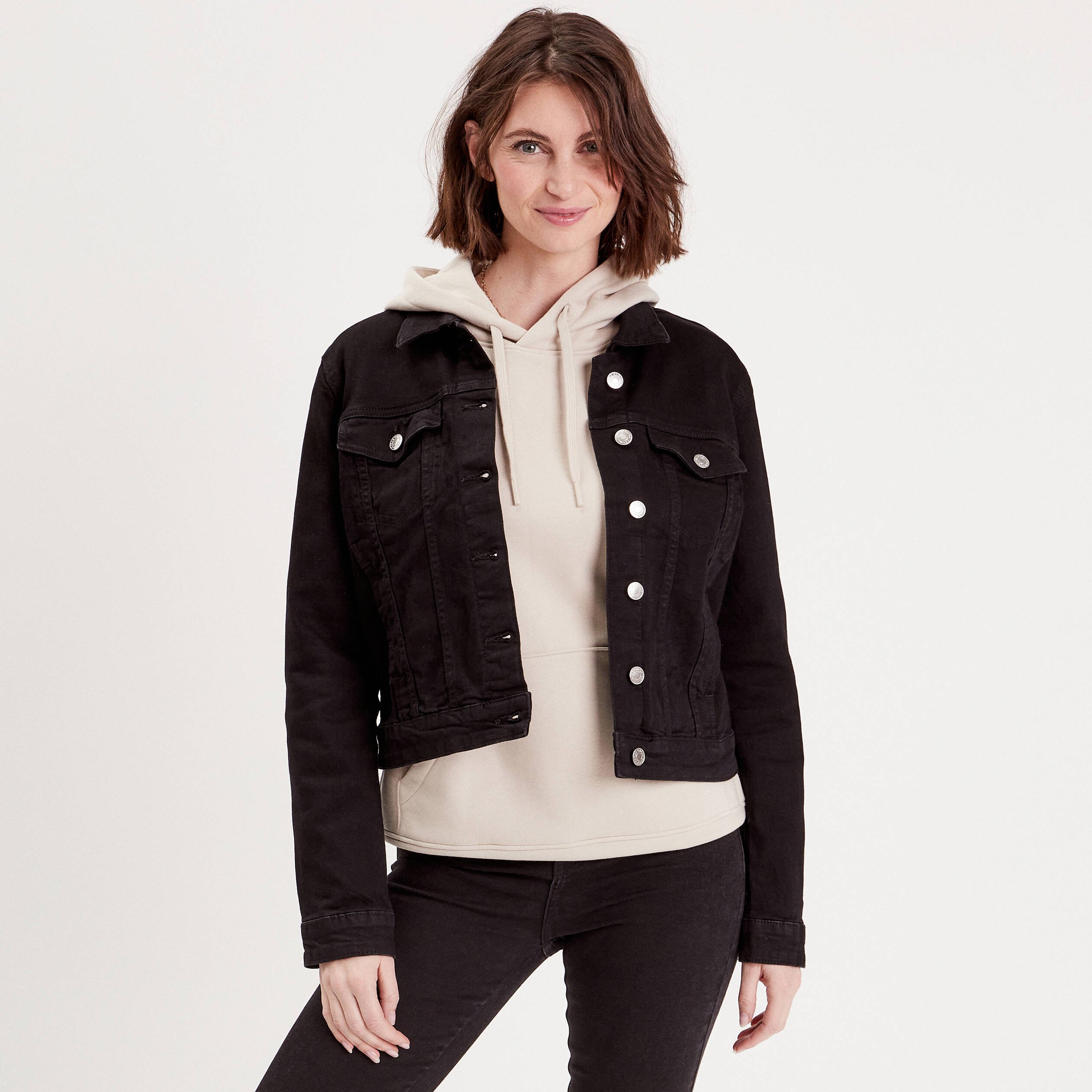 Veste noir on sale en jean femme