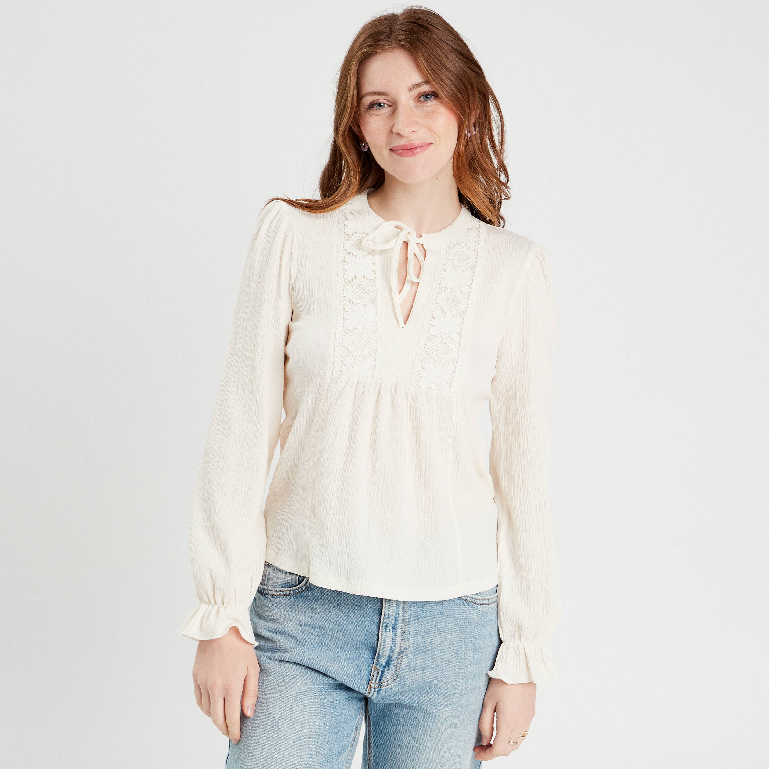 blouse manches longues ecru femme Blouse manches longues ecru femme