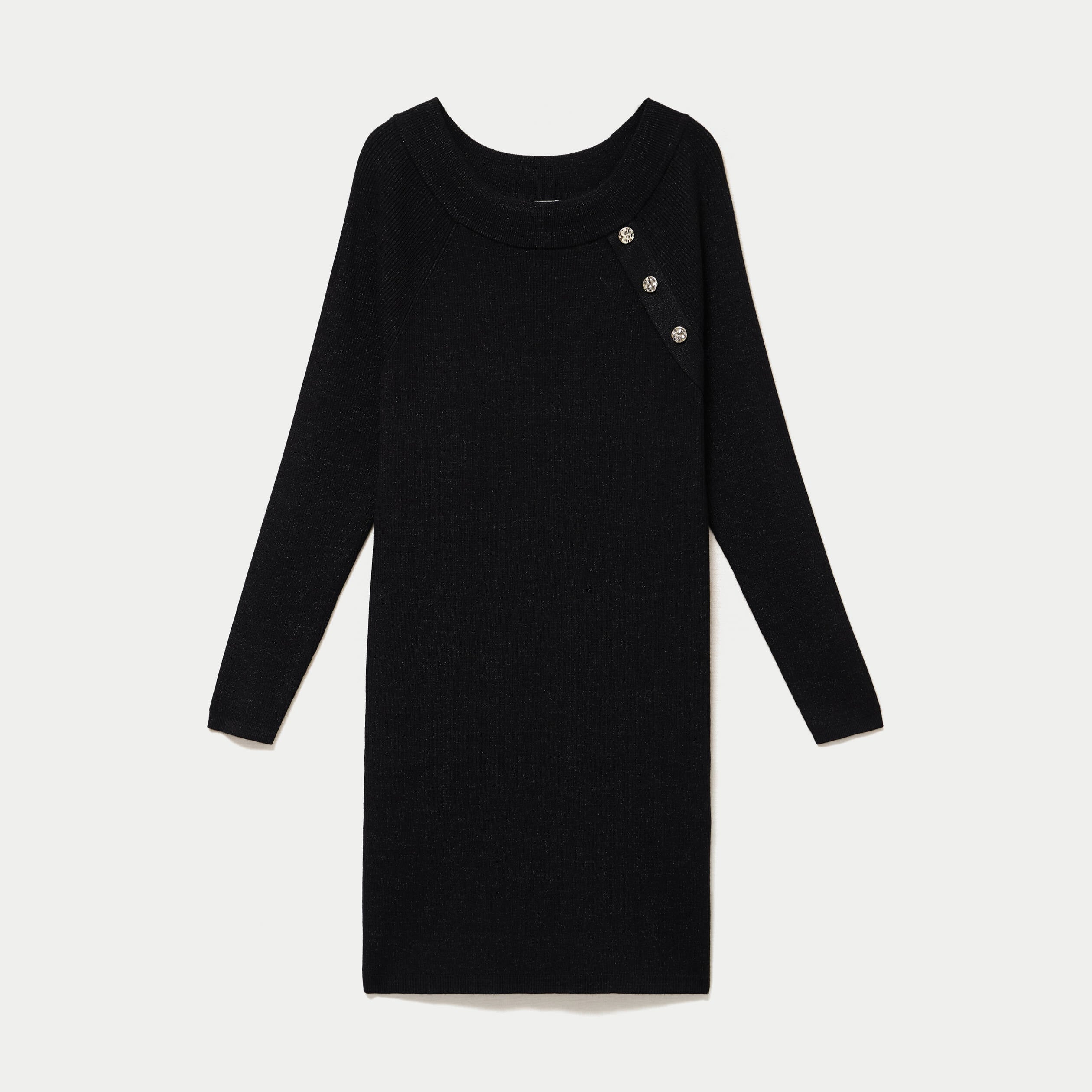 Robe pull ajust&eacute;e manches longues noir femme