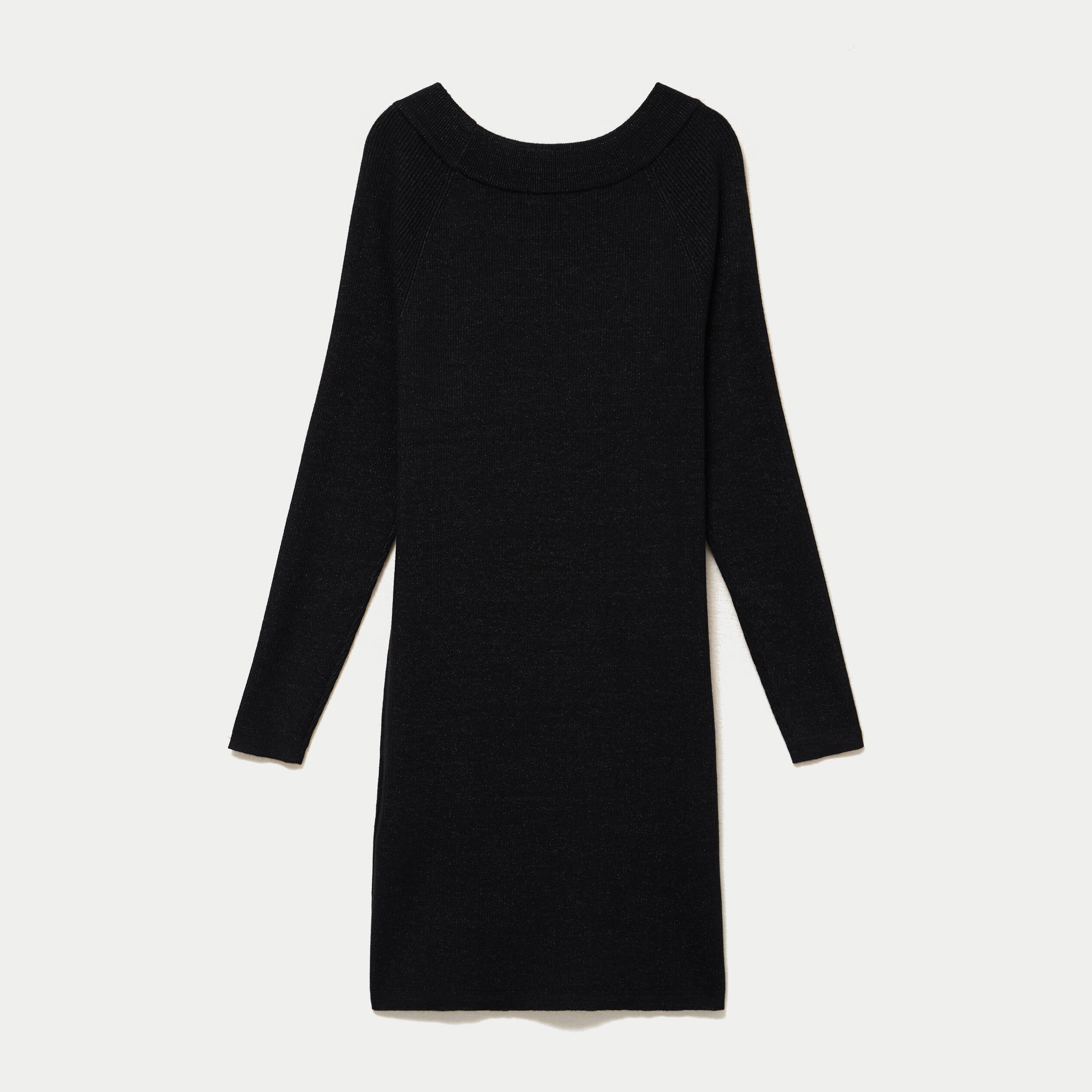 Robe pull ajust&eacute;e manches longues noir femme