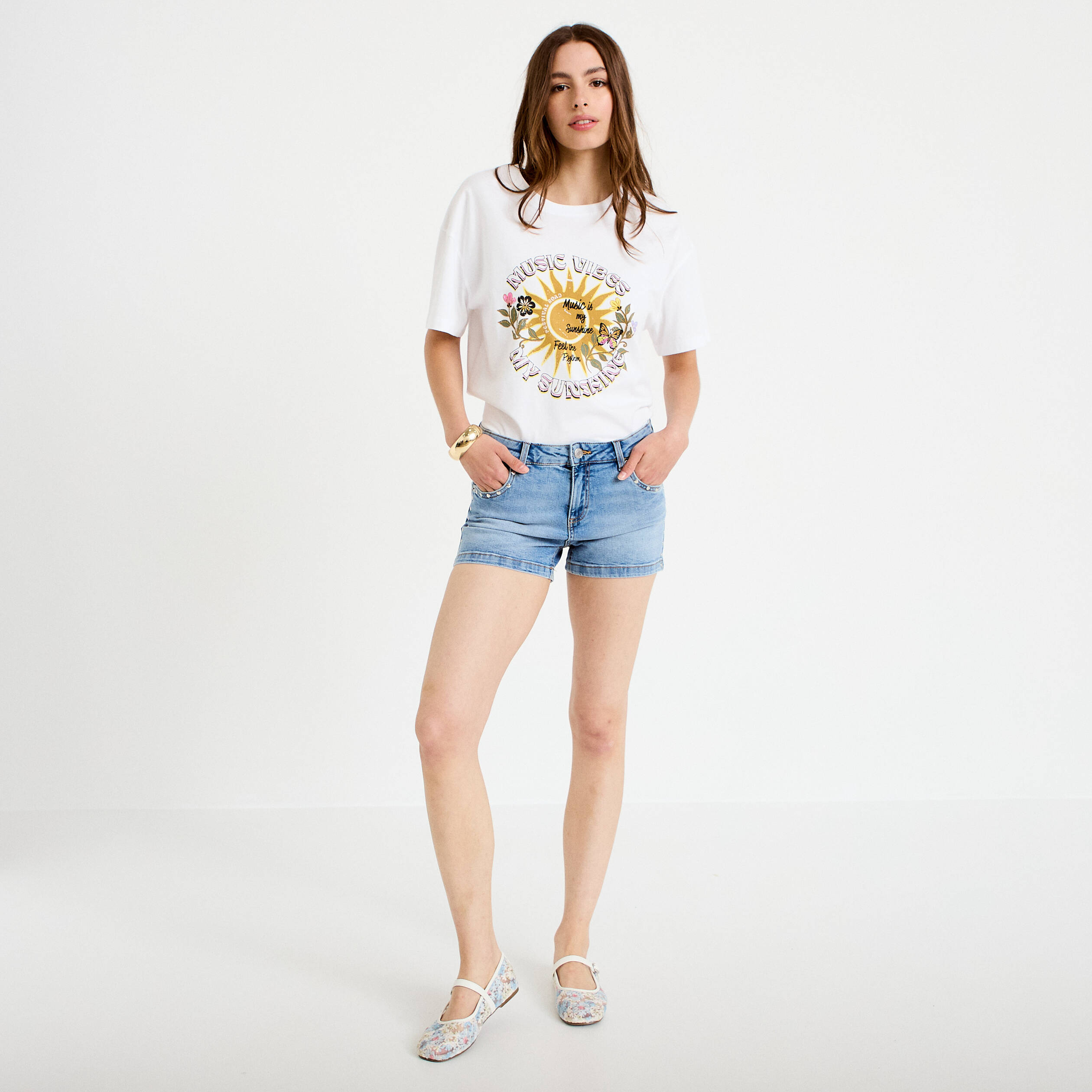 T-shirt oversize manches courtes blanc femme