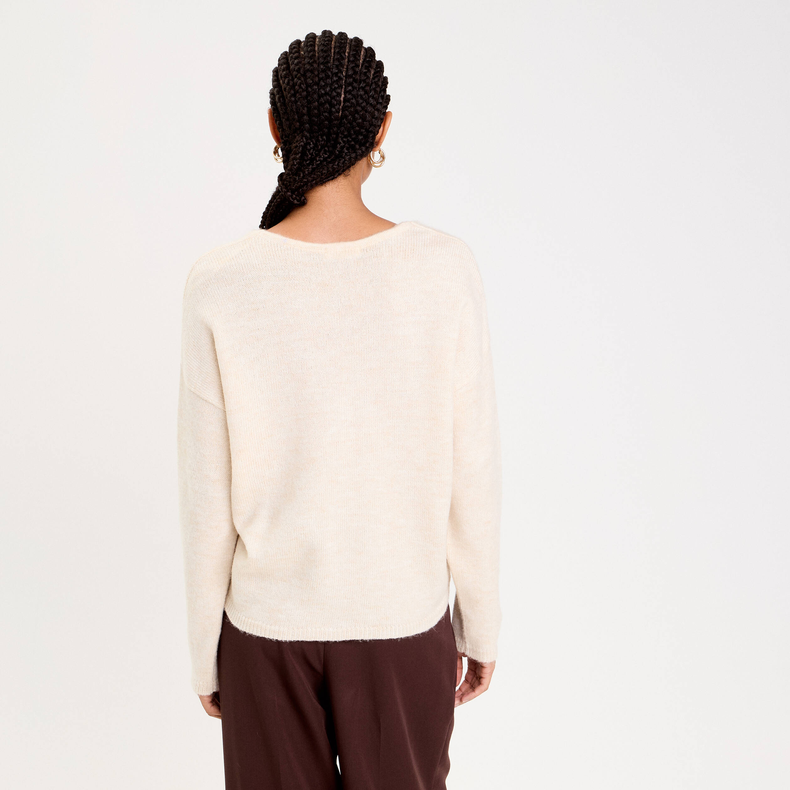 Gilet boutonn&eacute; avec col en V sable femme