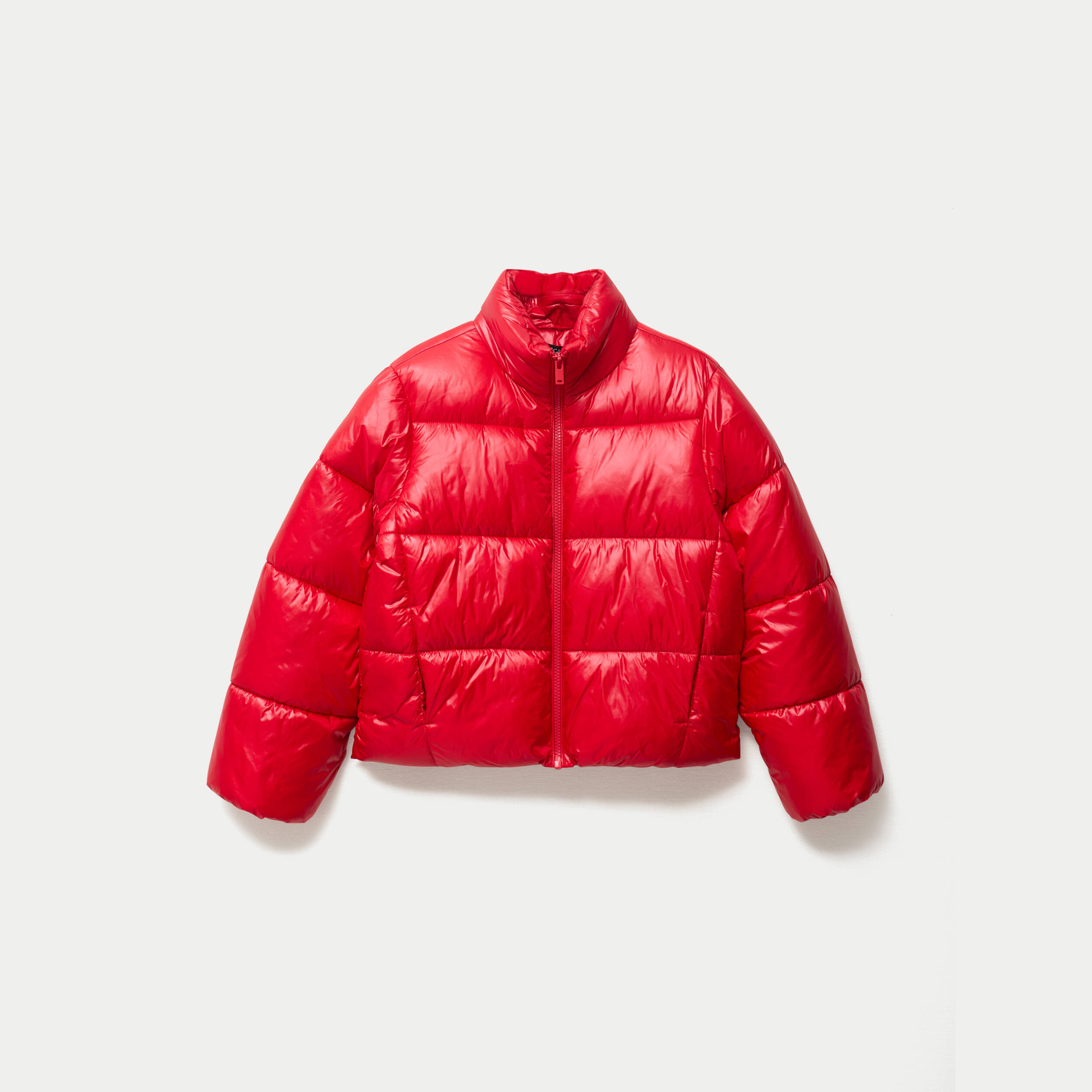 Doudoune col montant bas resserr&eacute; rouge femme