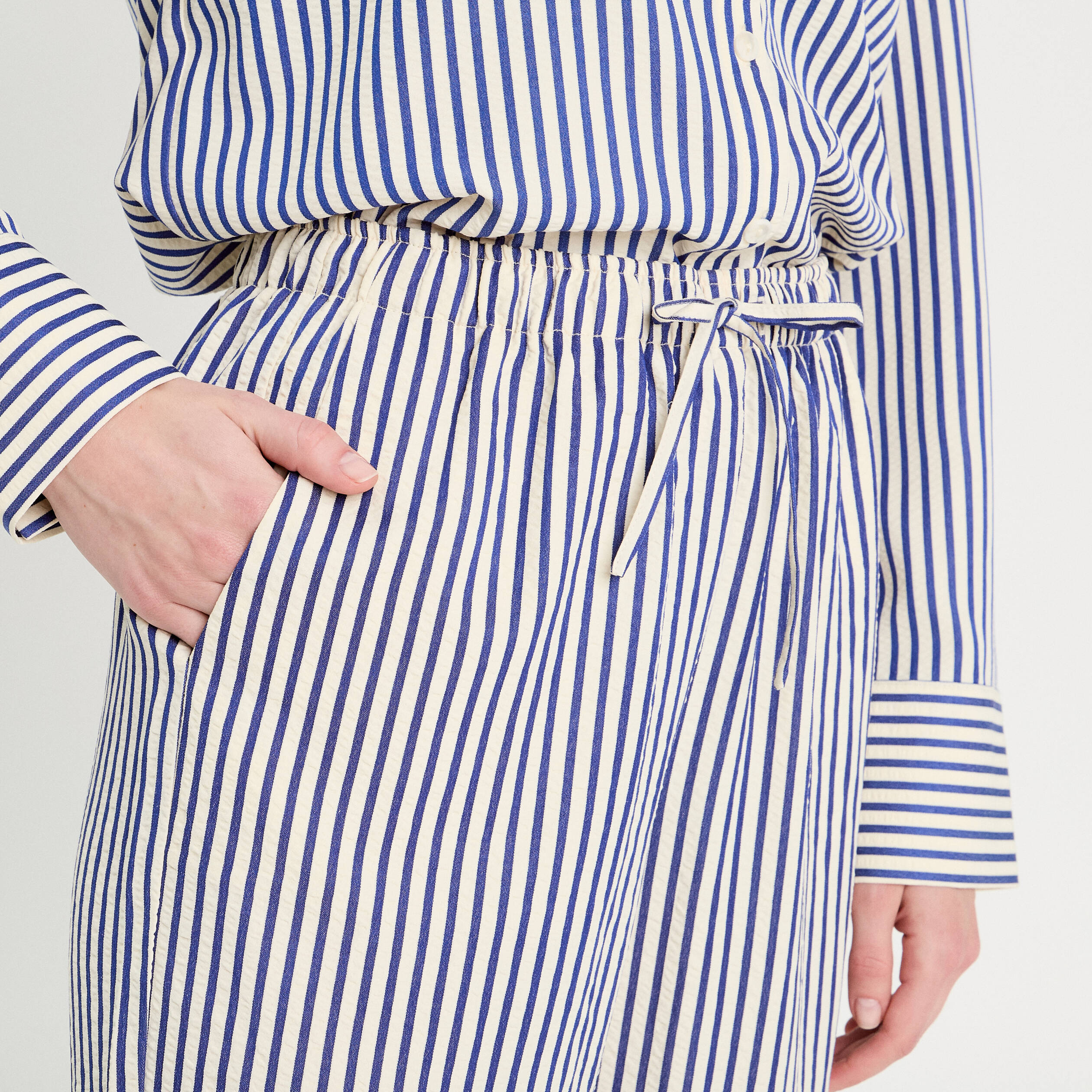 Pantalon large bleu marine femme
