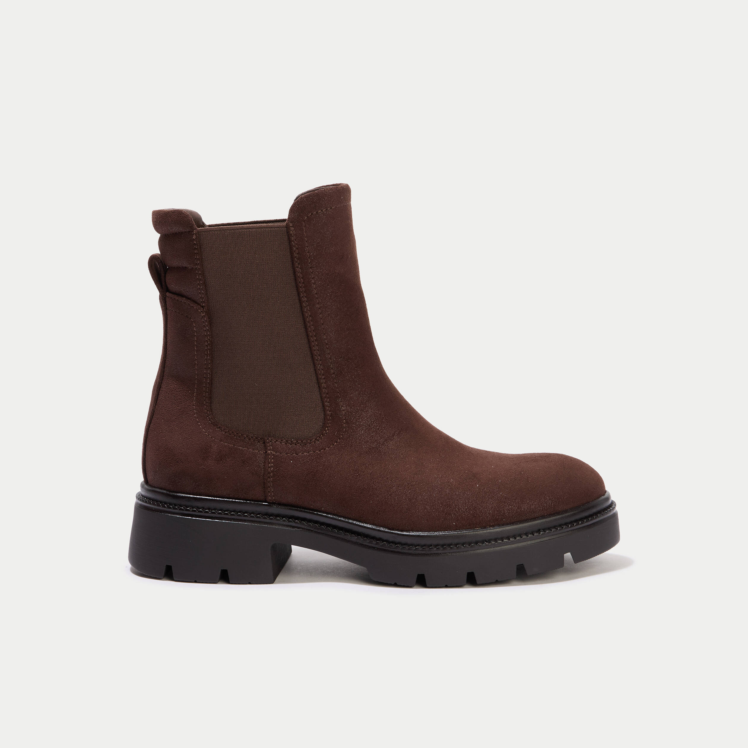 Bottines aspect daim marron femme