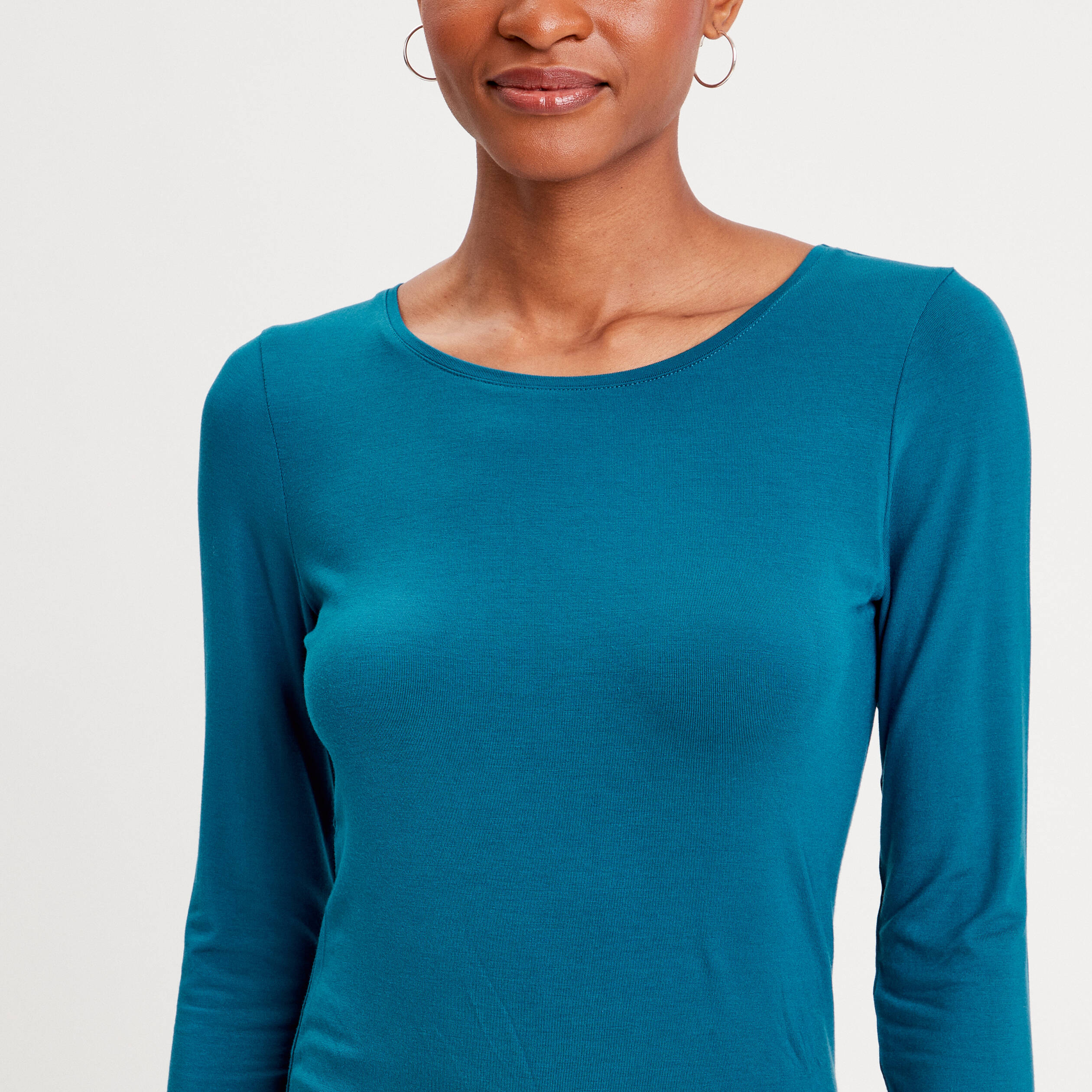 Tee shirt manche longue bleu turquoise on sale