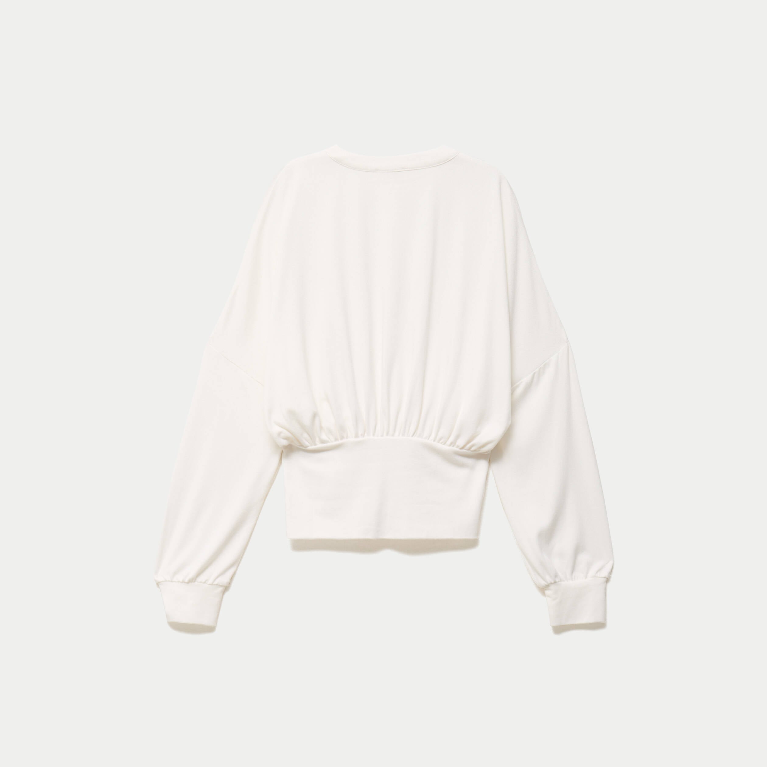 Gilet bas resserr&eacute; manches longues ecru femme