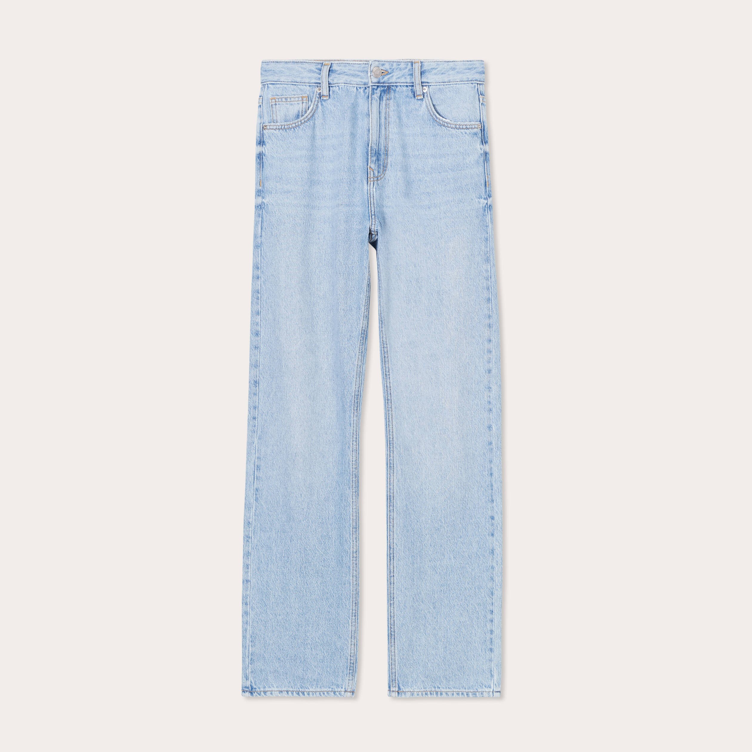 jeans droit taille haute denim double stone femme Jeans droit taille haute denim double stone femme