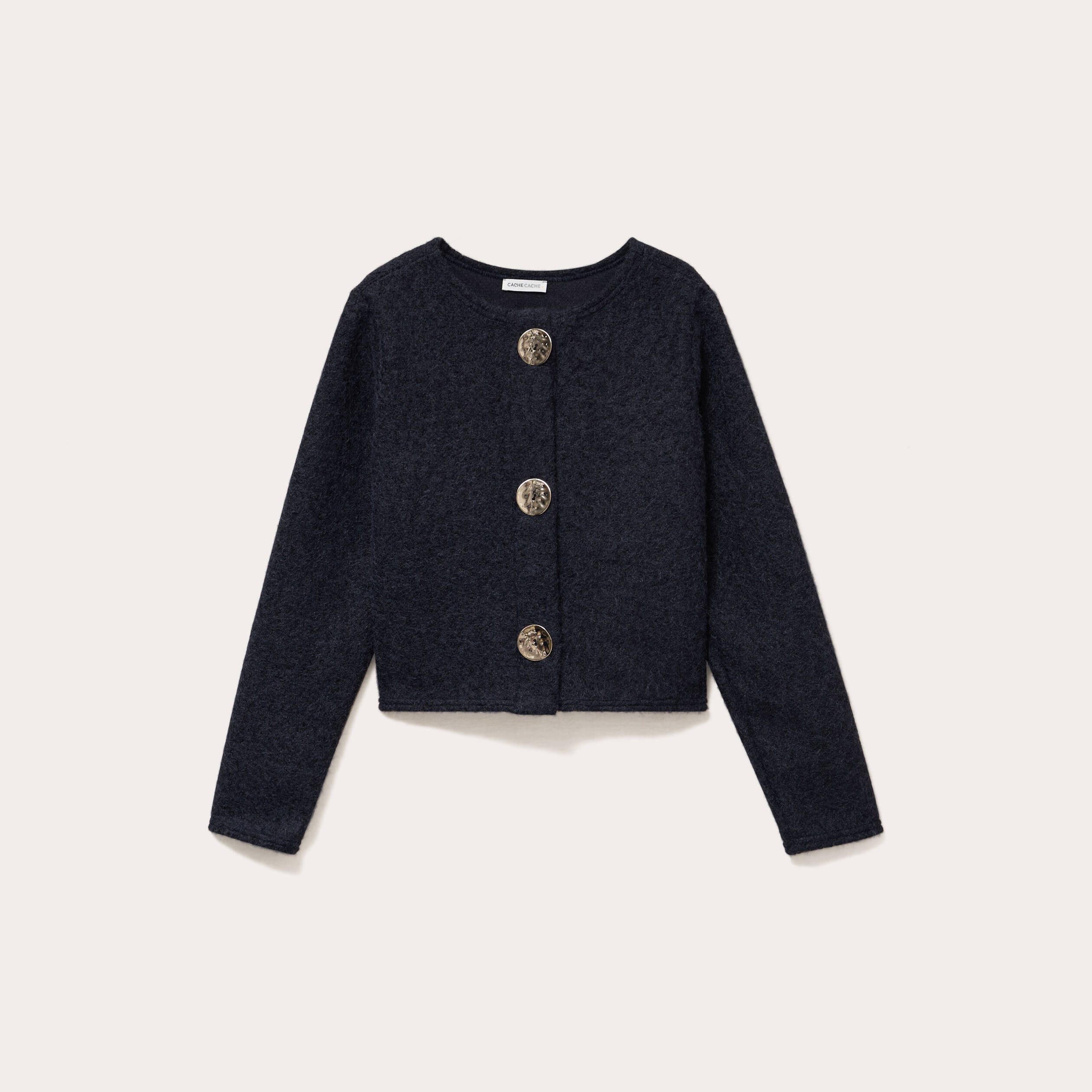 Veste effet polaire bleu marine femme