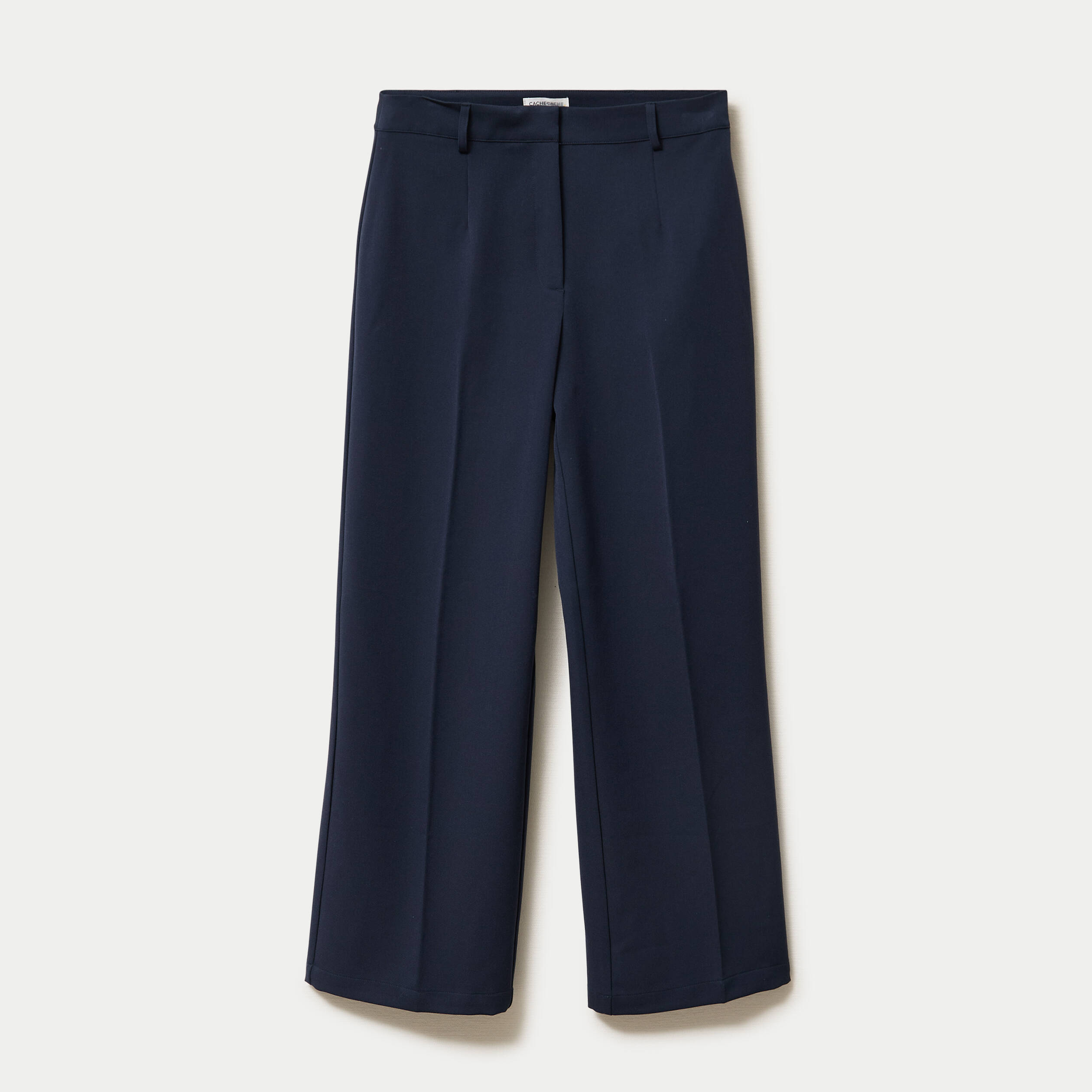 Pantalon bootcut taille haute bleu marine femme