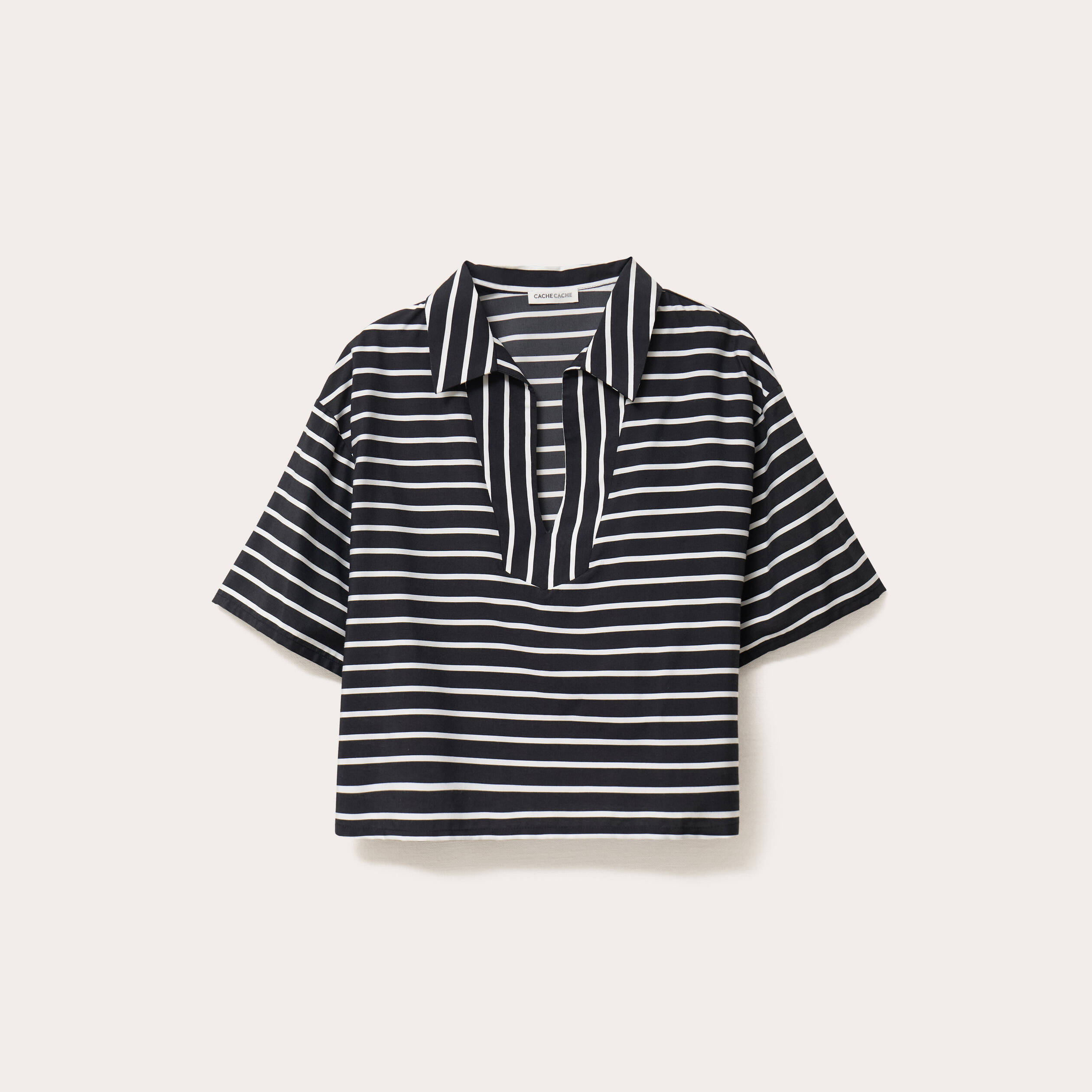 blouse col v manches courtes noir femme Blouse col V manches courtes noir femme