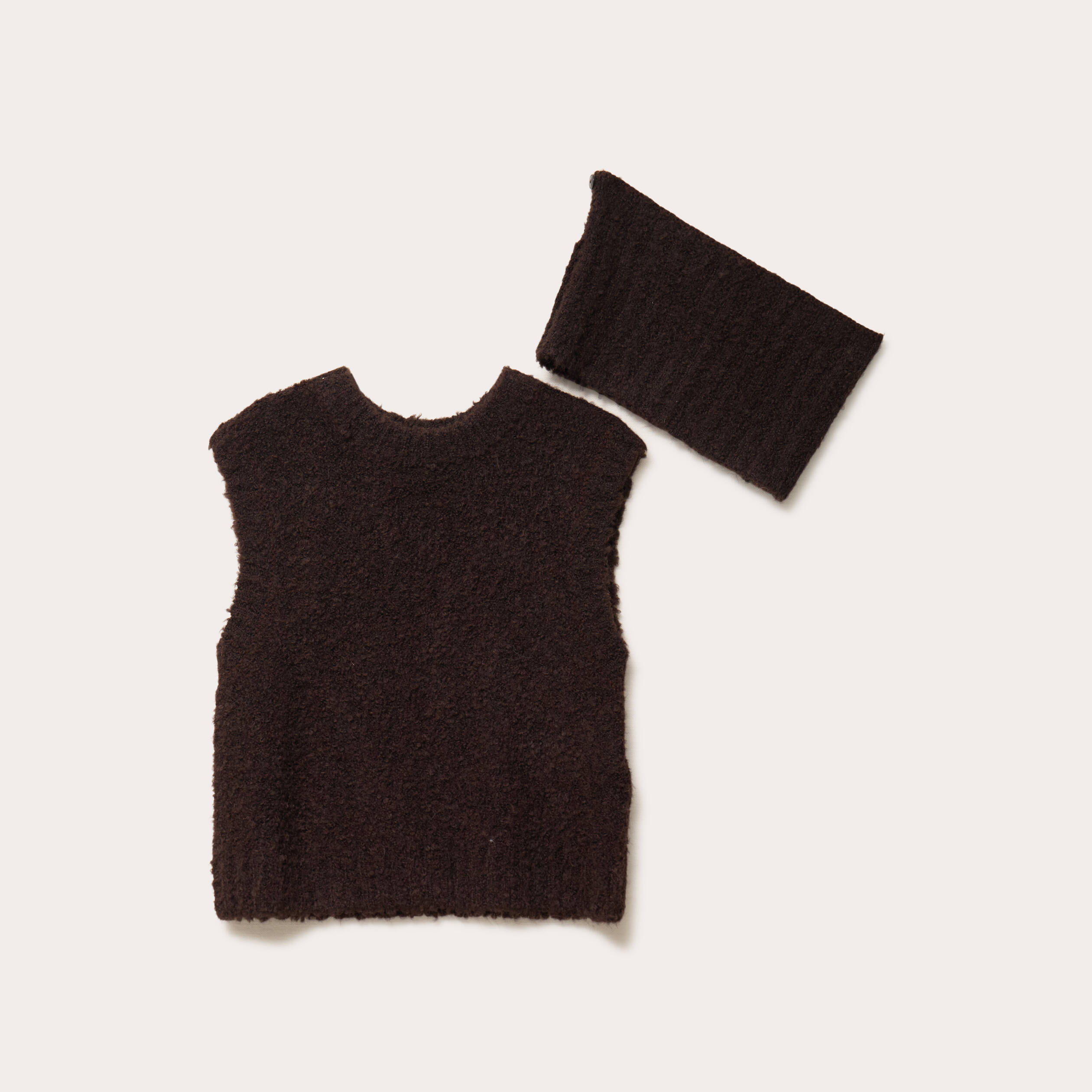 Pull 2-en-1 col amovible marron fonc&eacute; femme