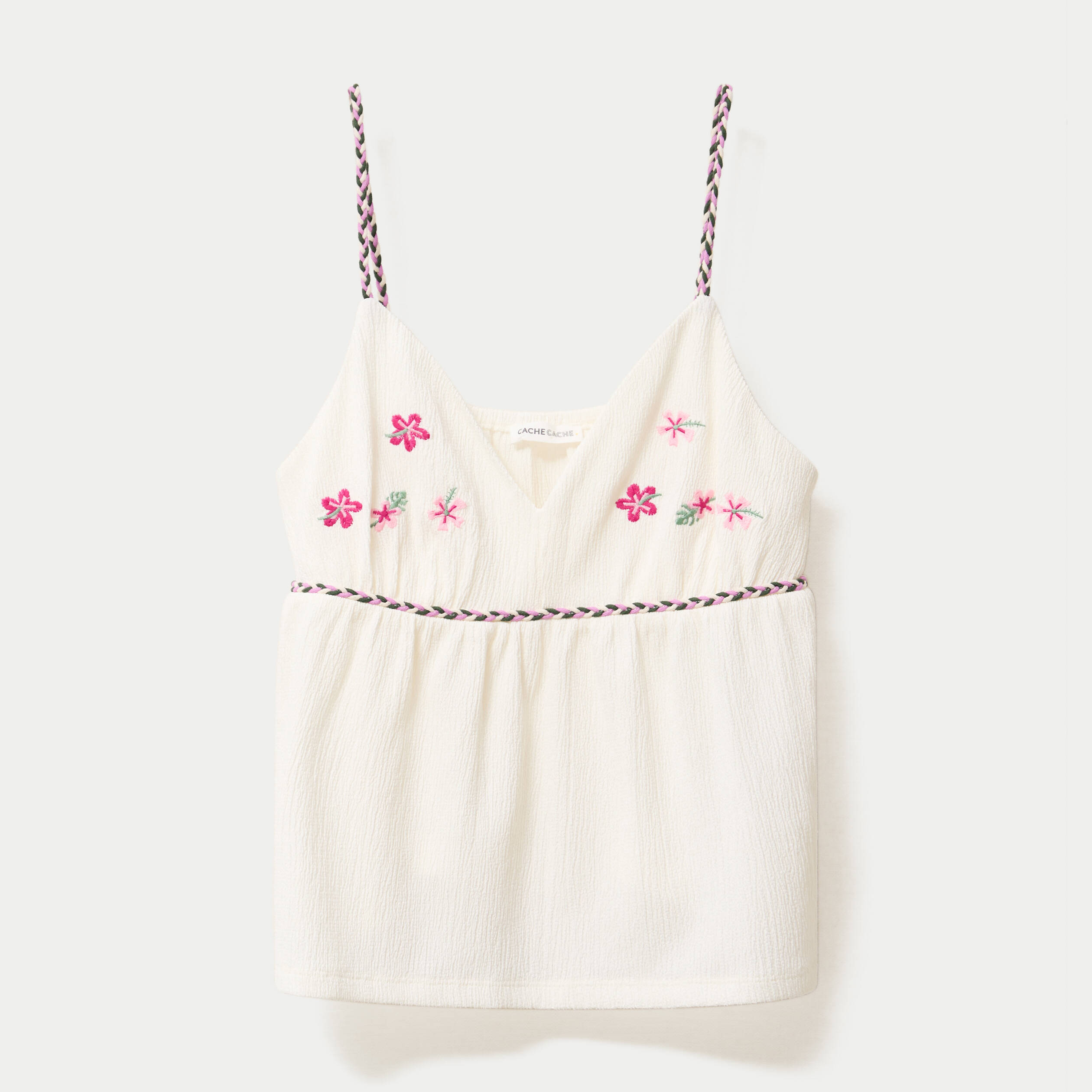 D&eacute;bardeur ajust&eacute; d&eacute;tail broderie ecru femme