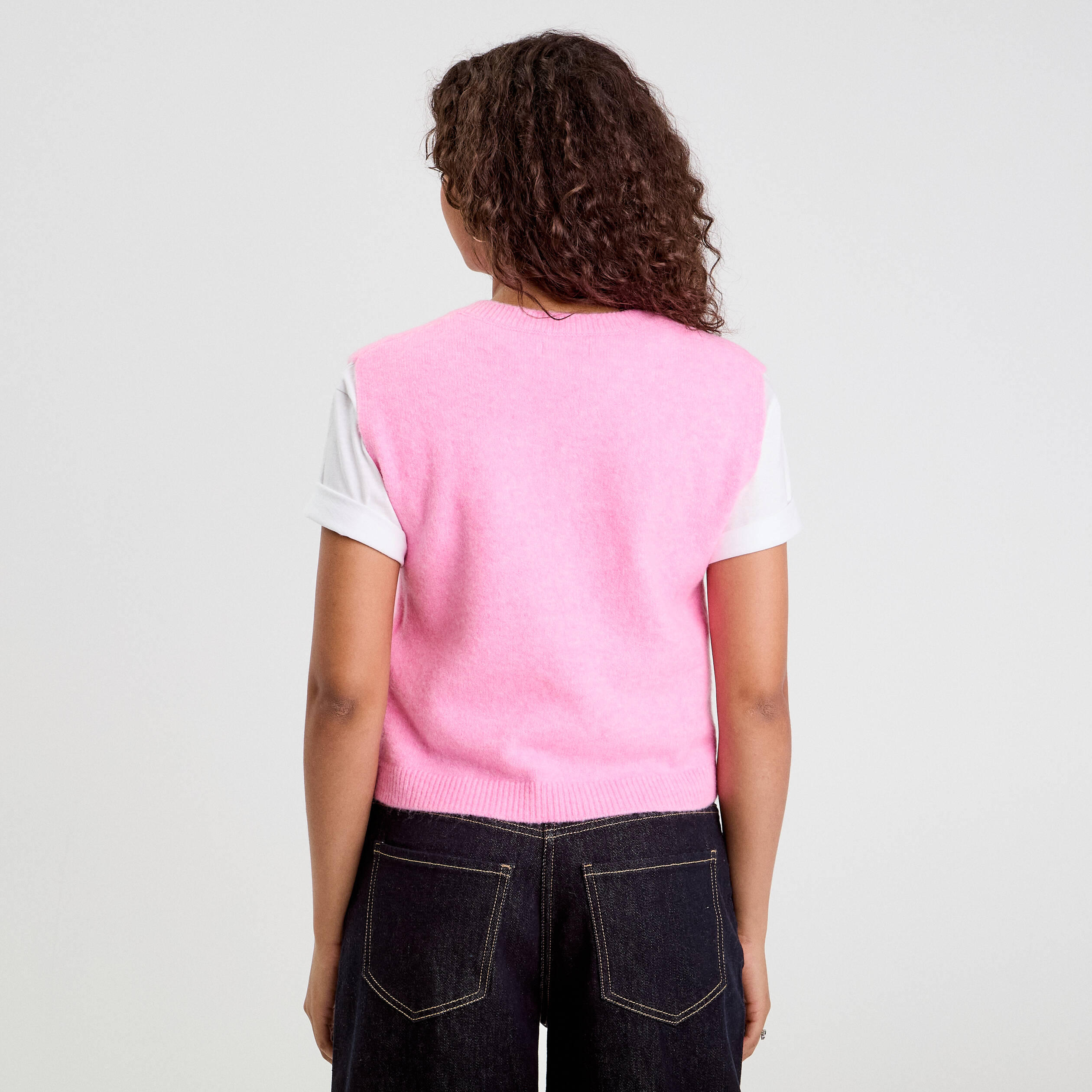 gilet sans manches noue rose femme Gilet sans manches noué rose femme