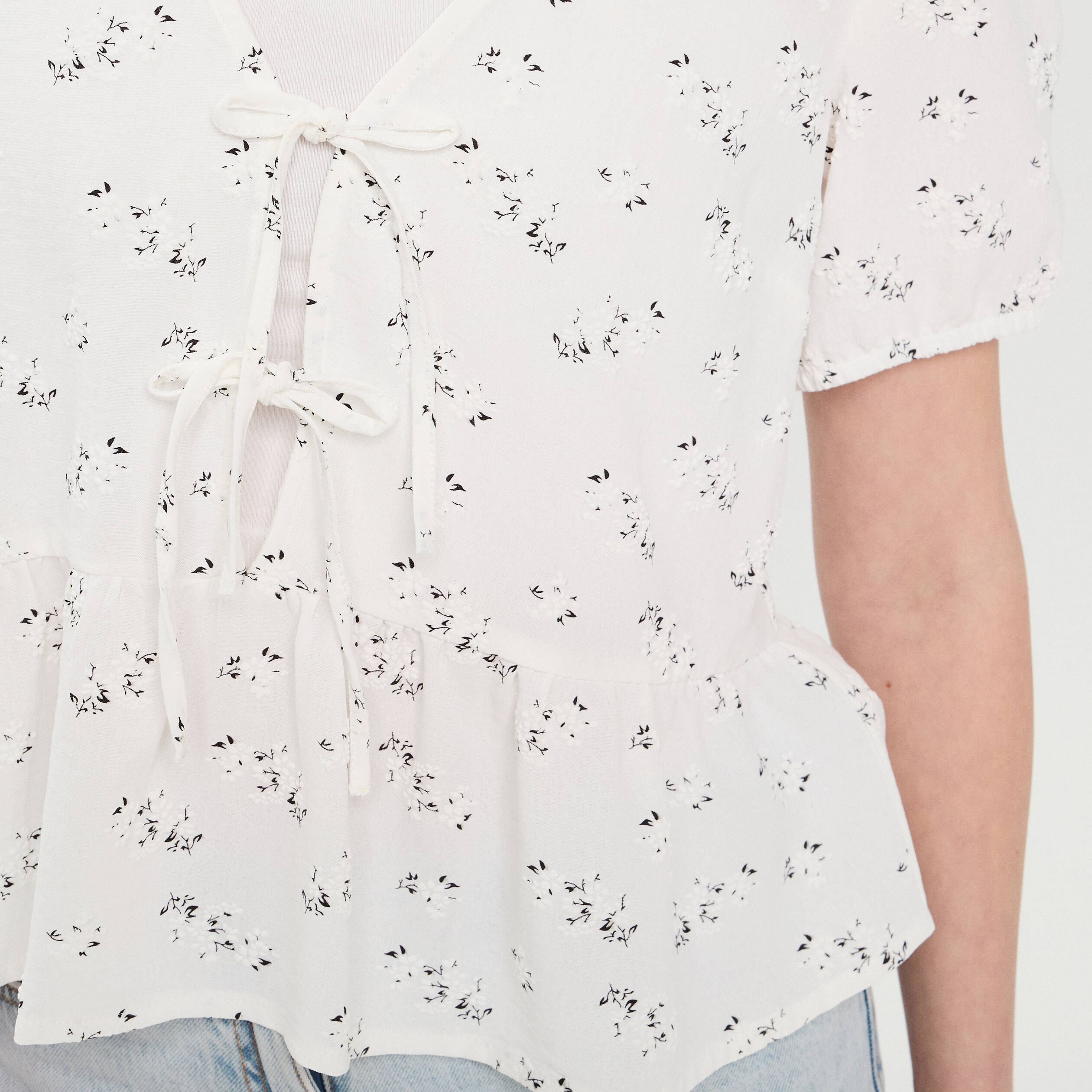 Blouse noeuds devant blanc femme