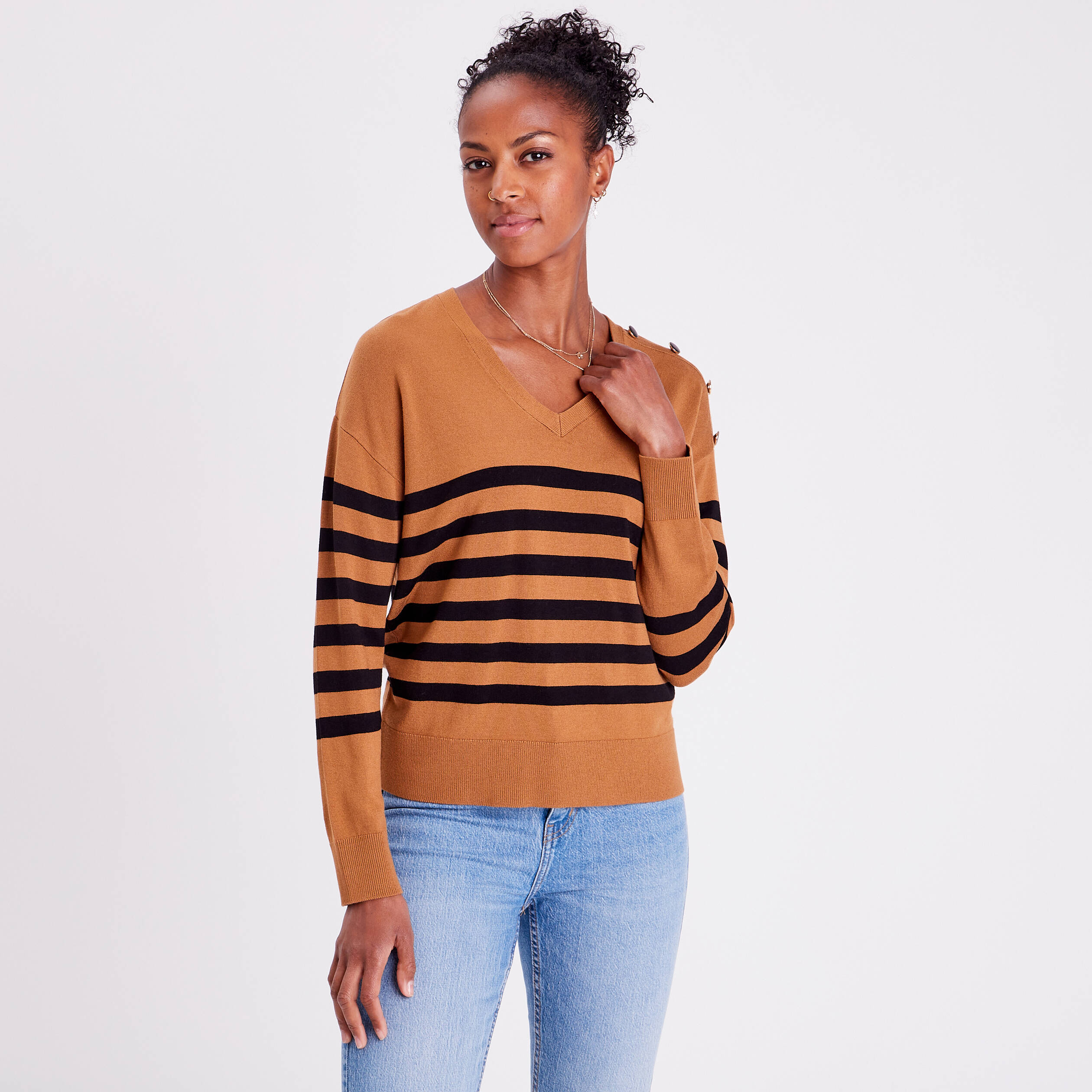 Pull col V femme Good Vibes Only beige - Carpediem Dressing