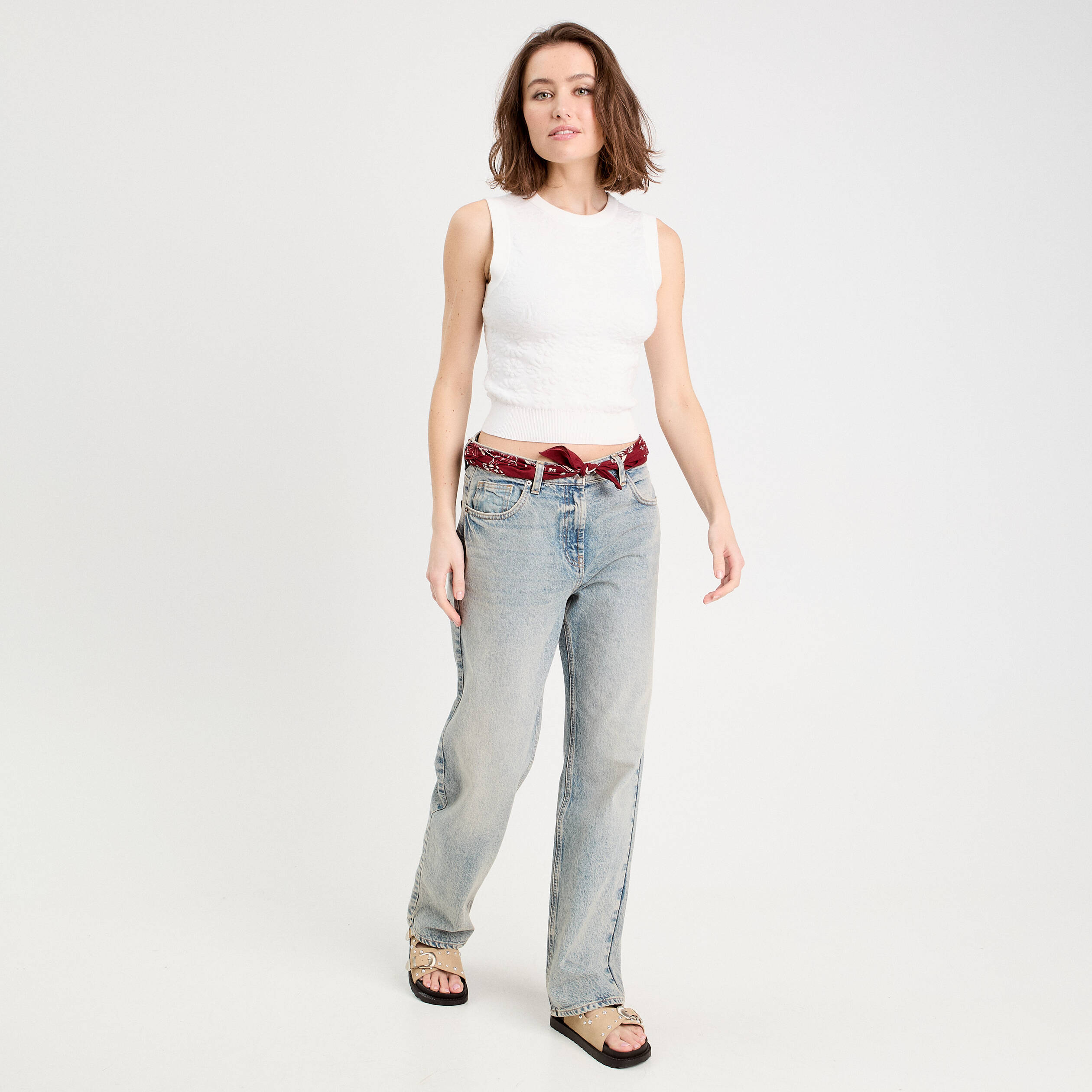 Débardeur tricot blanc femme