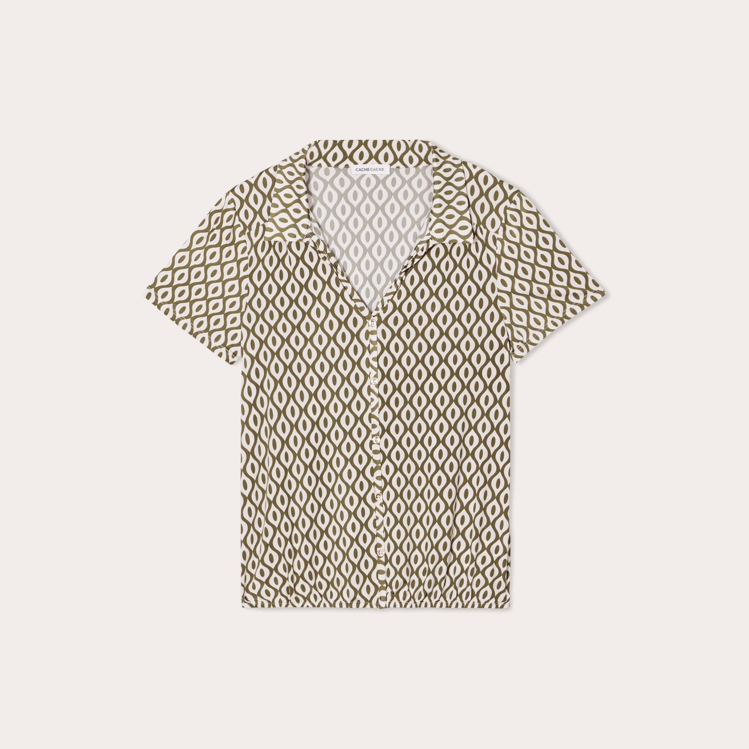 Blouse Manches Courtes Vert Citron Avec Chaîne Dorée Dans Le Dos - Taille L Neuf