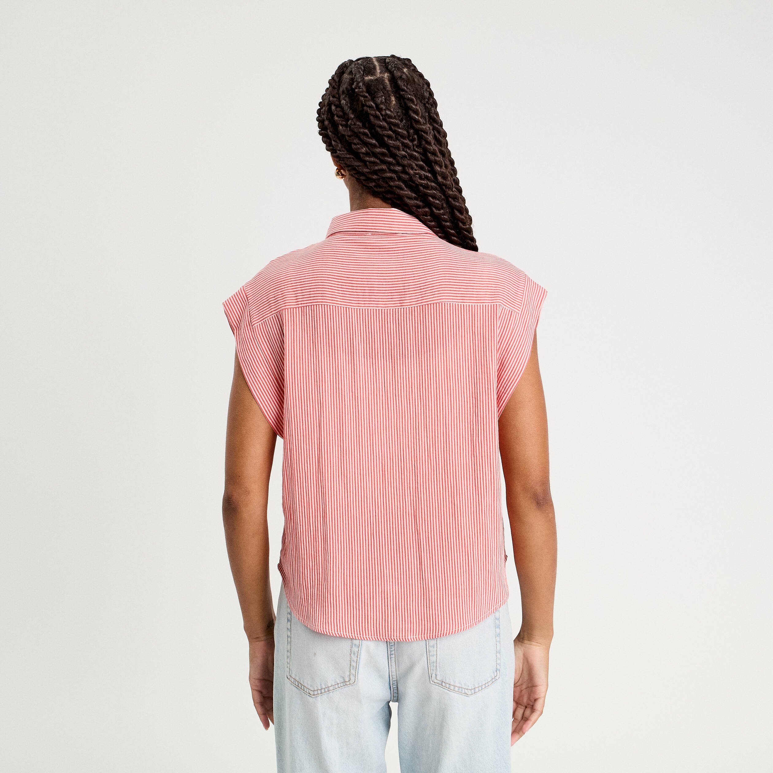 chemise sans manches rose corail femme Chemise sans manches rose corail femme
