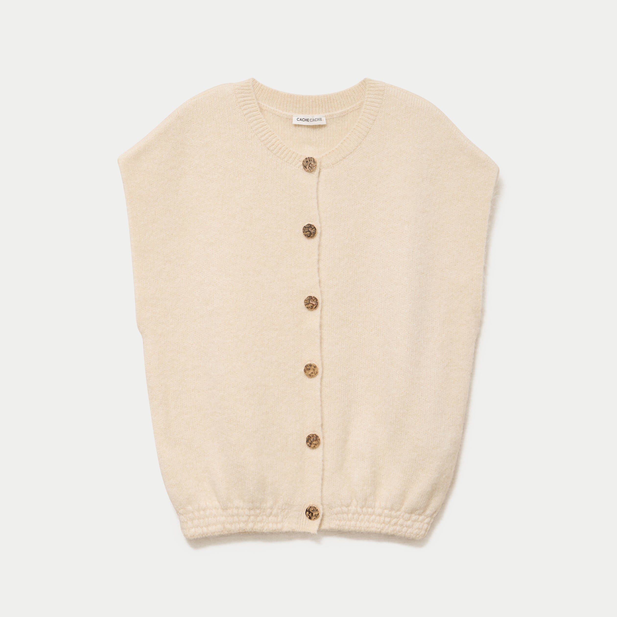 Gilet ample sans manches sable femme