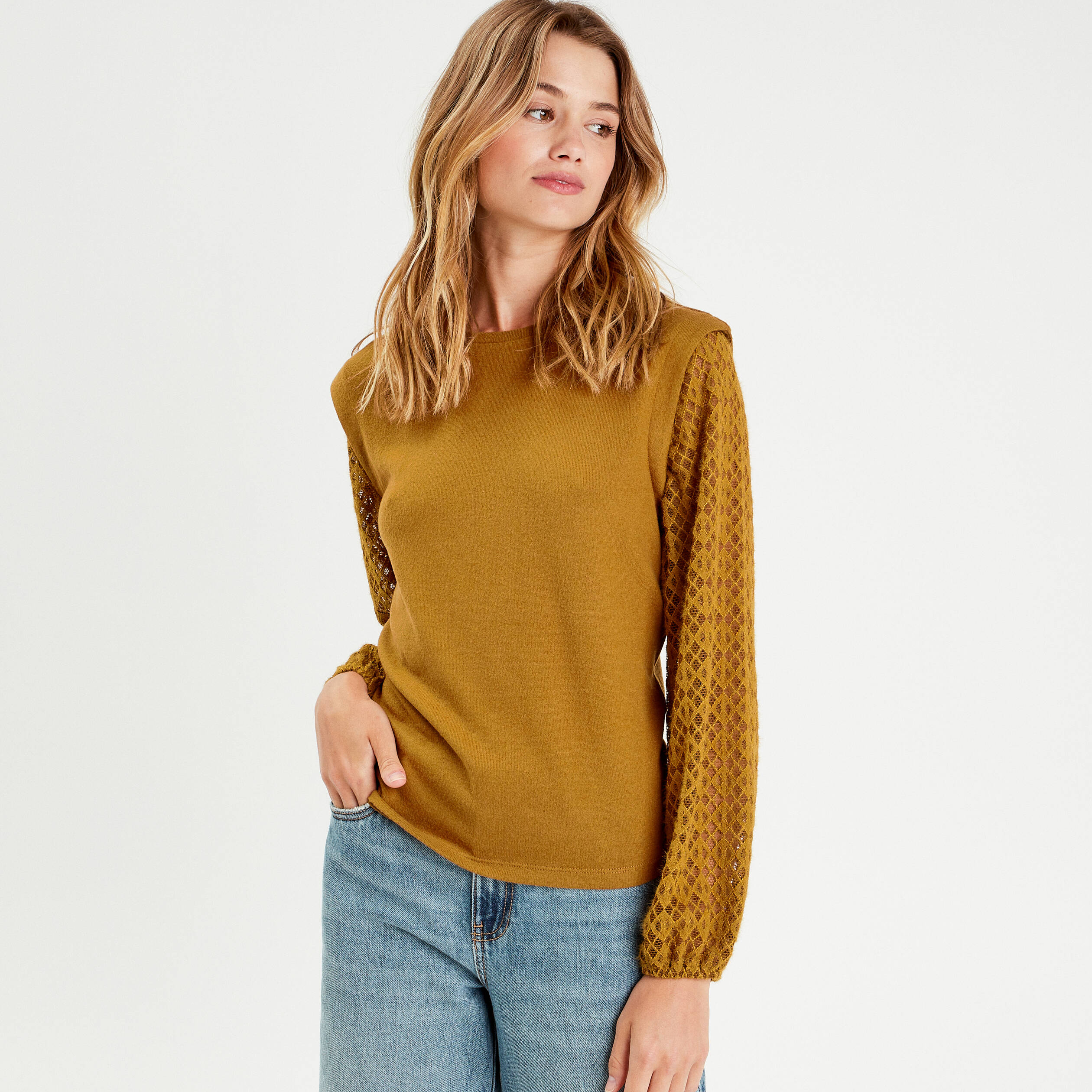 blouse manches ajourees vert olive femme Blouse manches ajourées vert olive femme