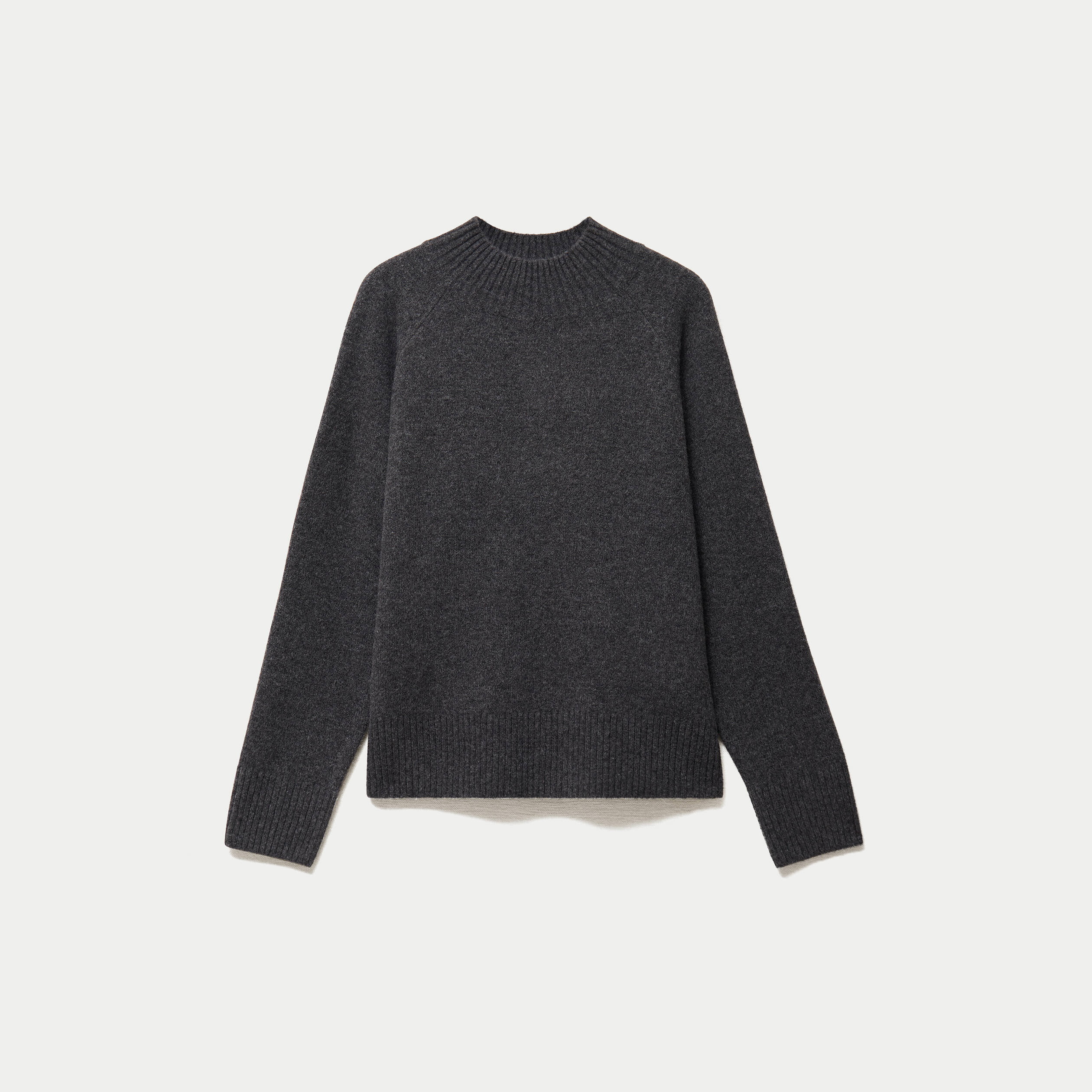 Pull col montant manches longues gris fonc&eacute; femme