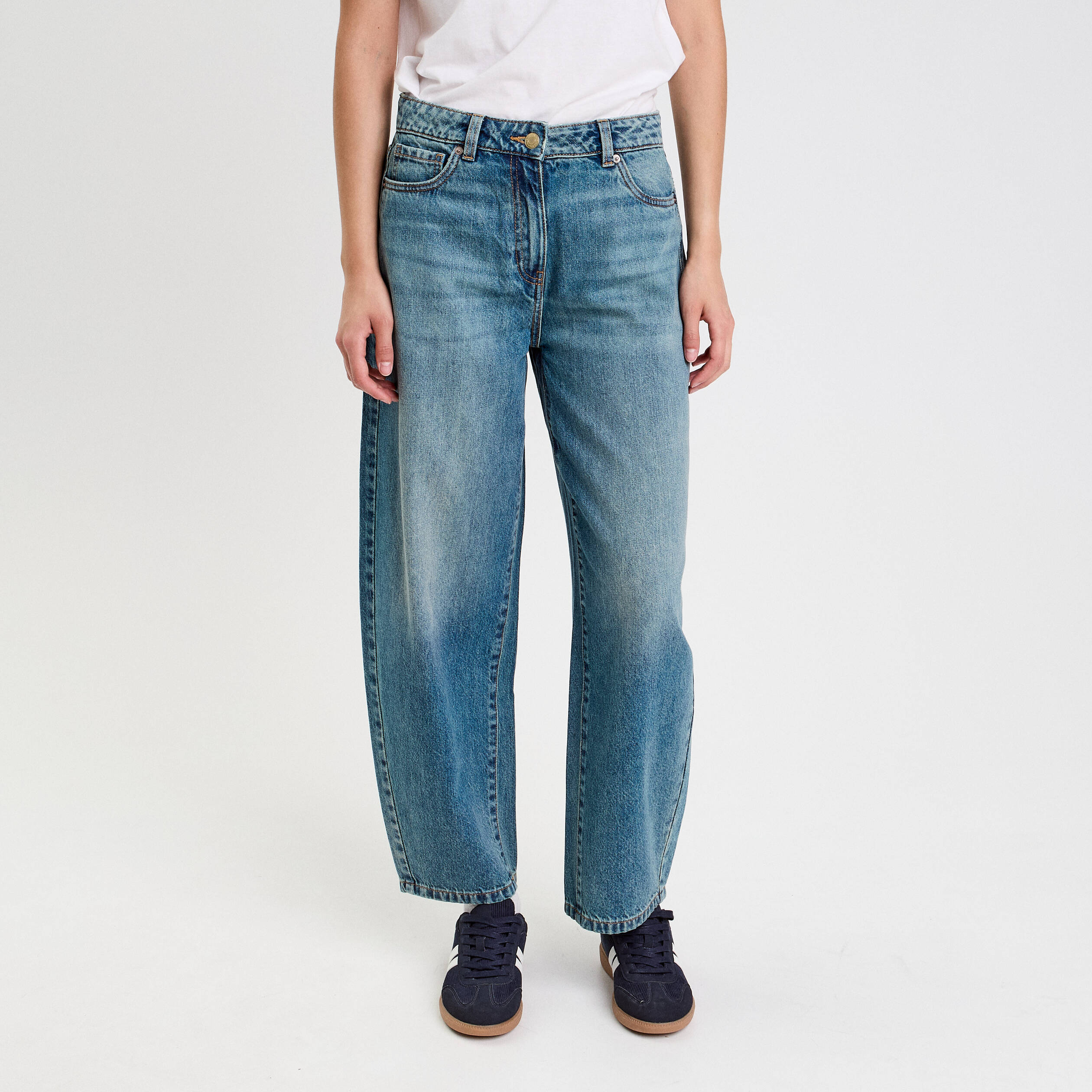 jeans barrel 78eme denim double stone femme Jeans barrel 7/8ème denim double stone femme