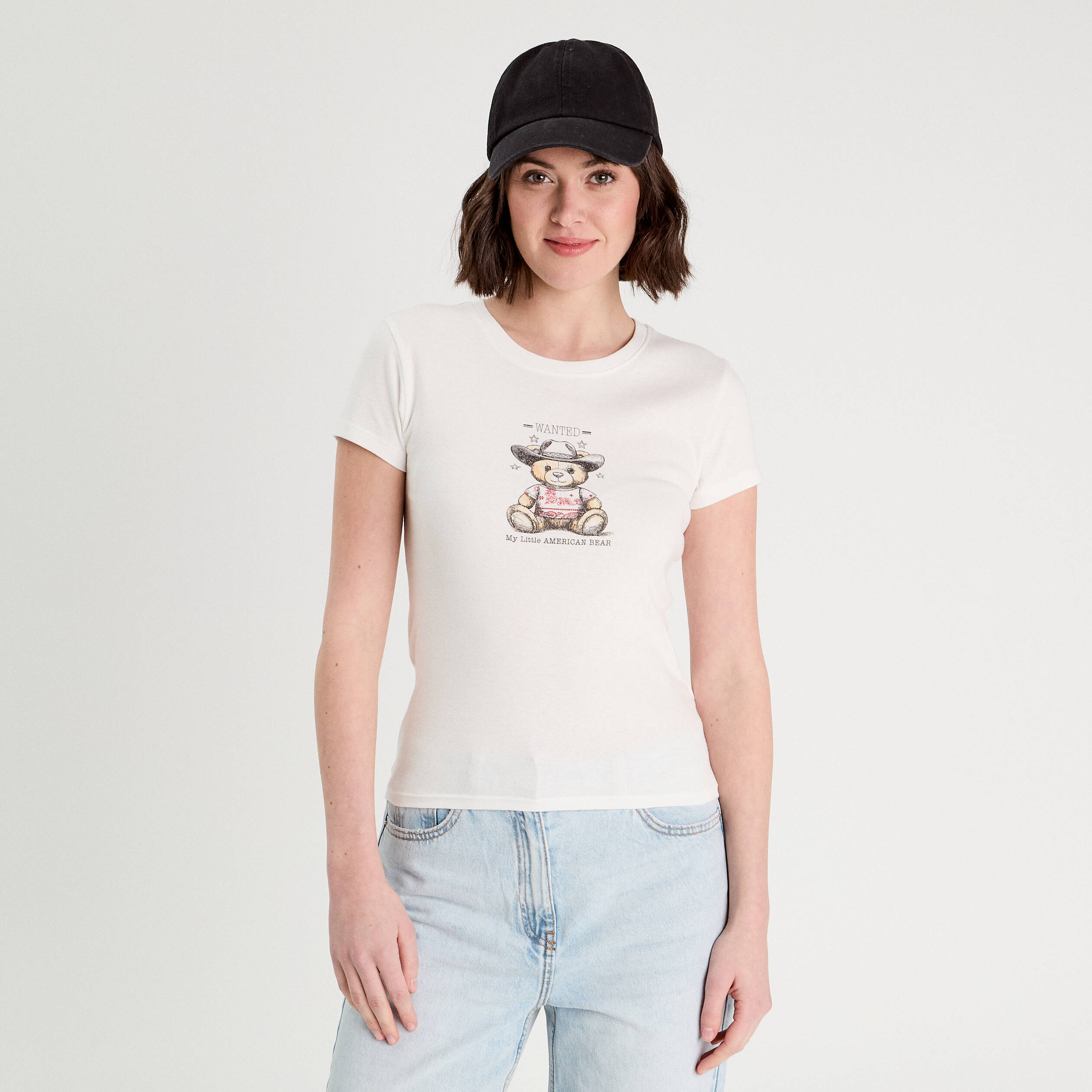T-shirt manches courtes ecru femme