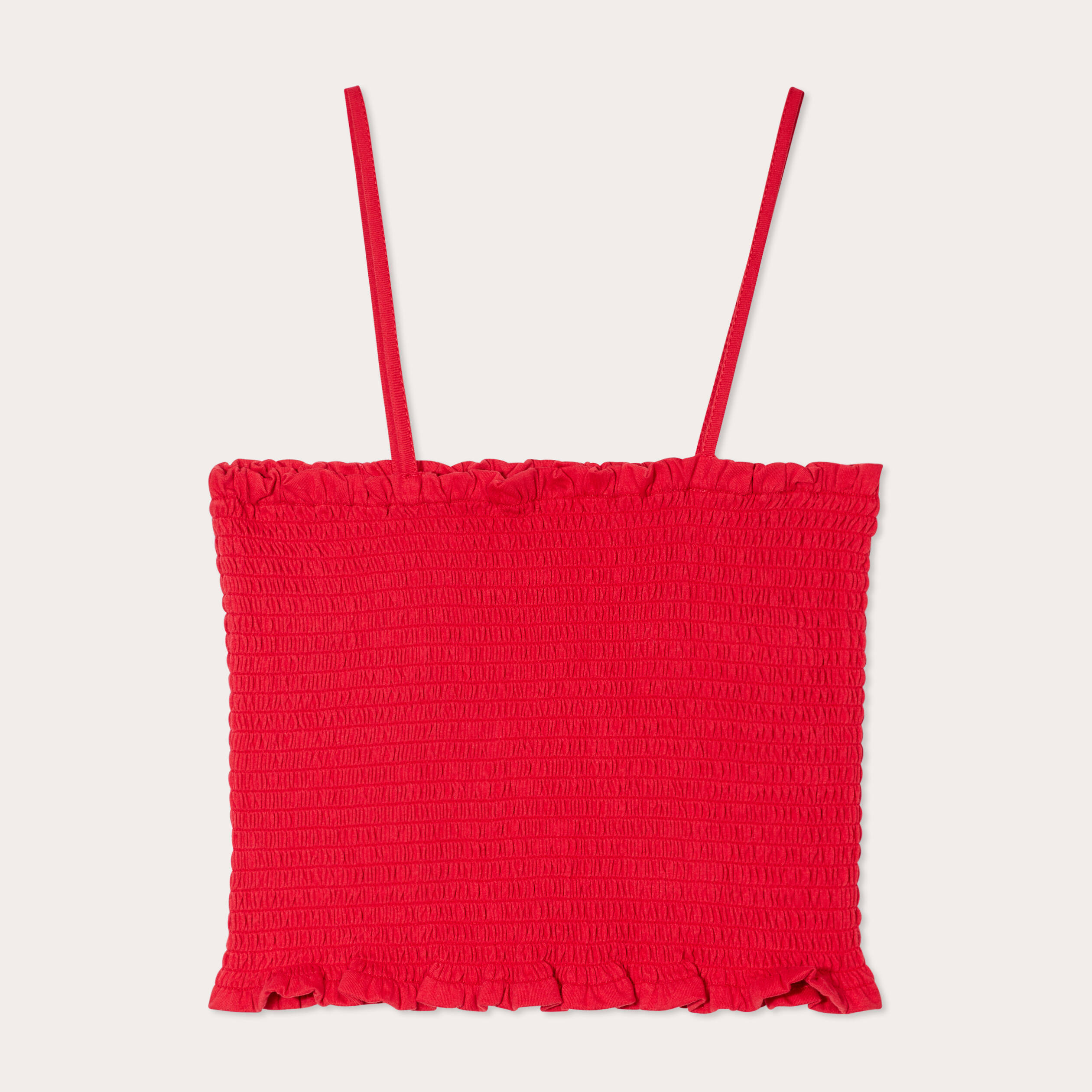debardeur bandeau smocke rouge femme Débardeur bandeau smocké rouge femme