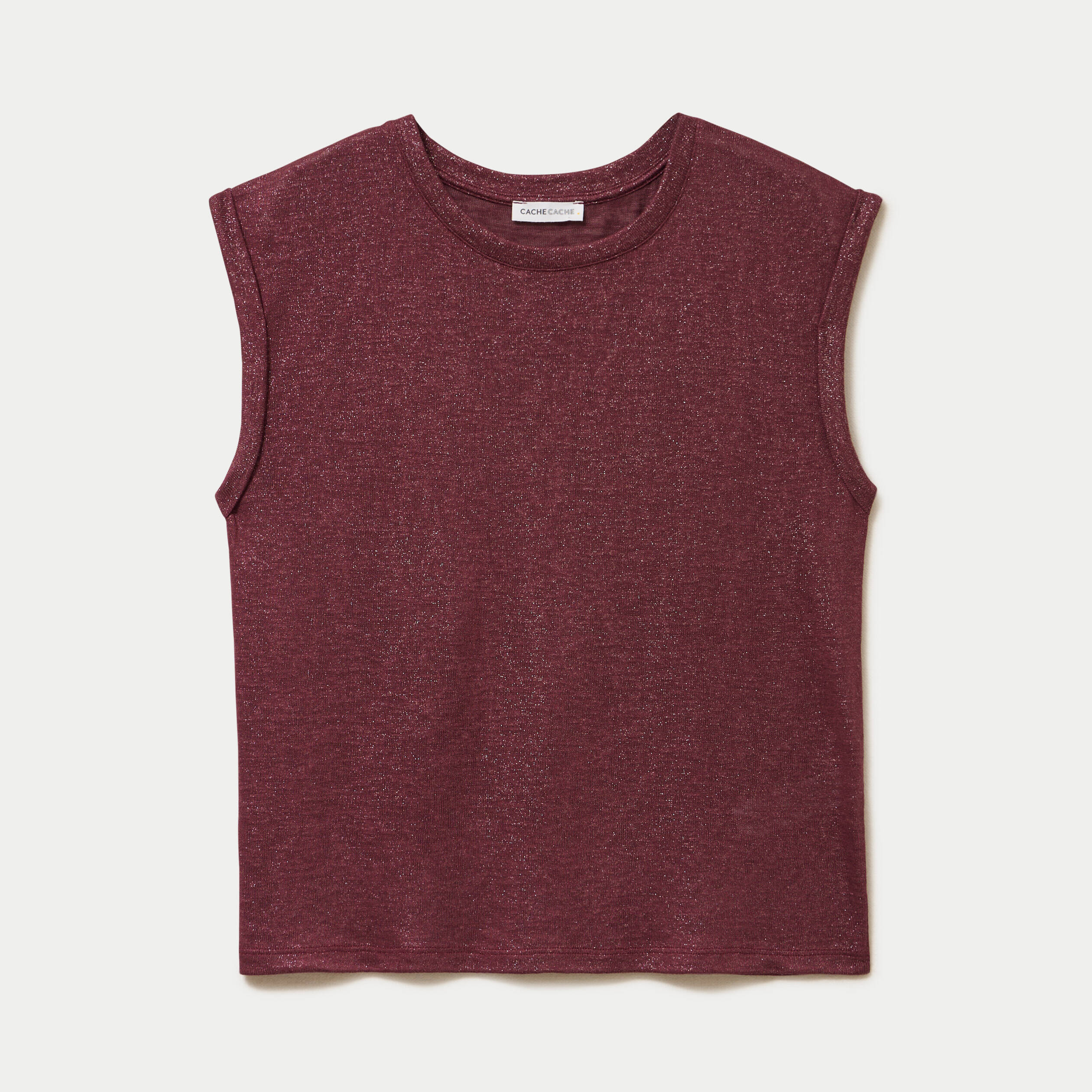 D&eacute;bardeur col rond bordeaux femme