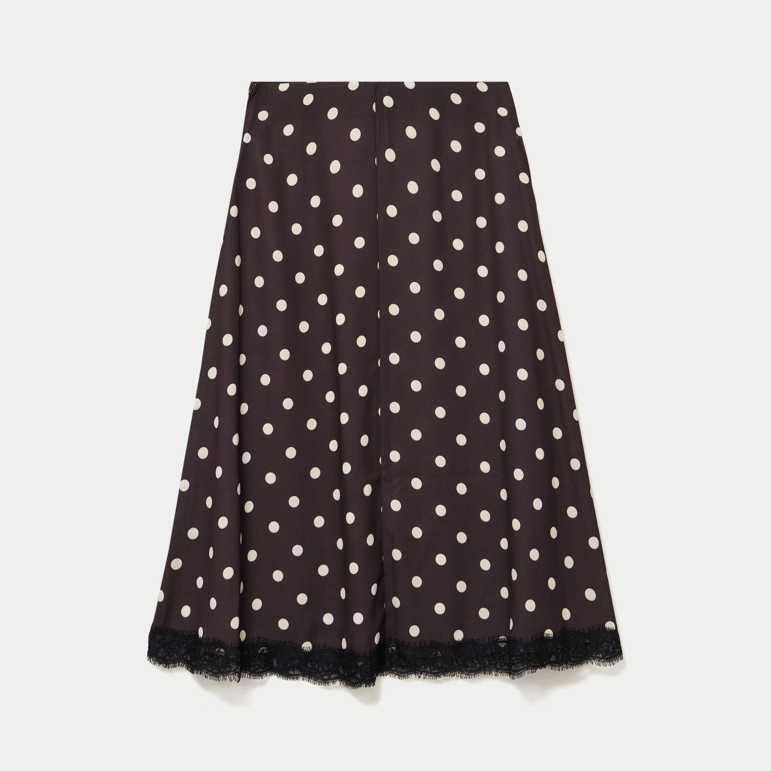 Jupe &eacute;vas&eacute;e 3/4 en dentelle marron femme