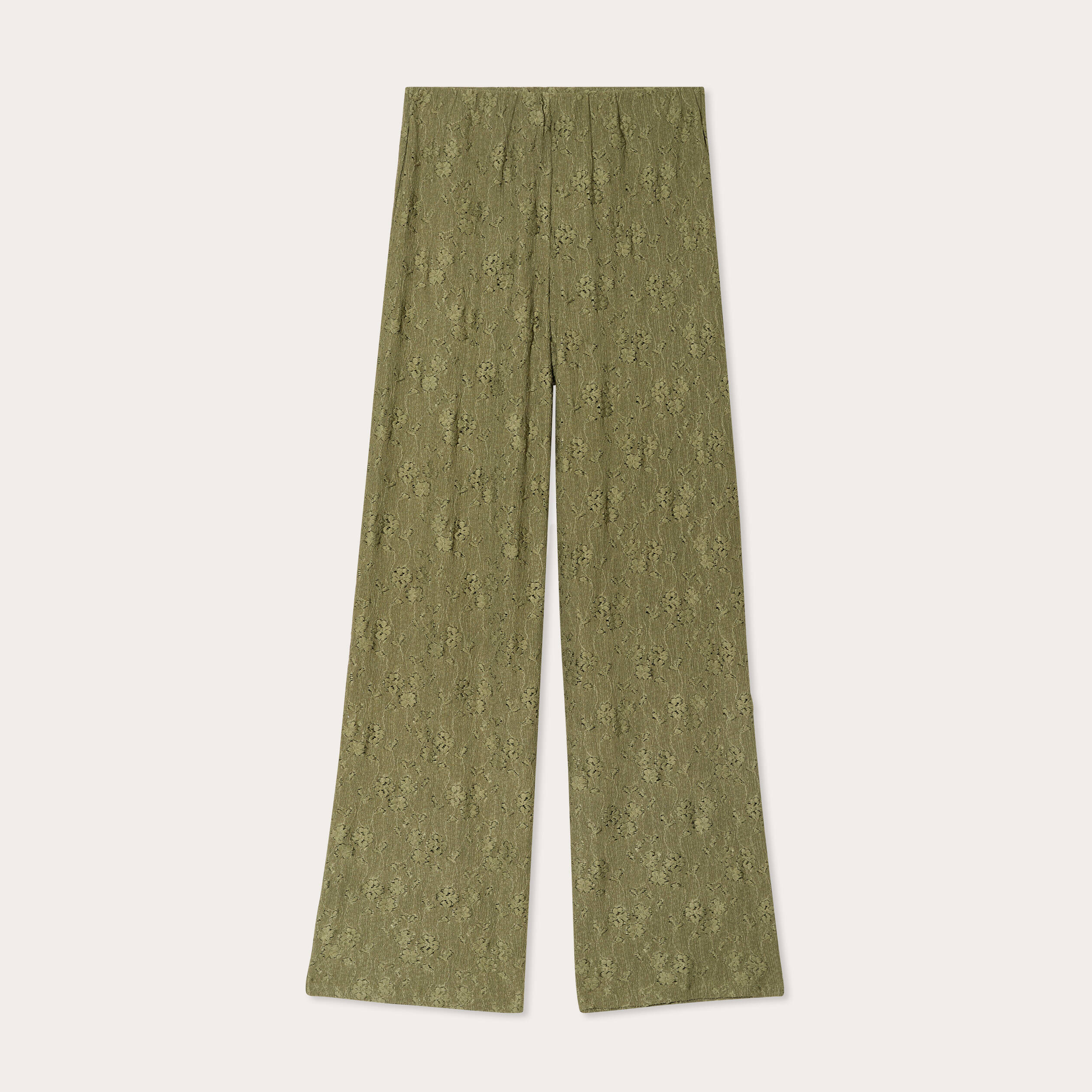 pantalon large ajoure vert kaki femme Pantalon large ajouré vert kaki femme