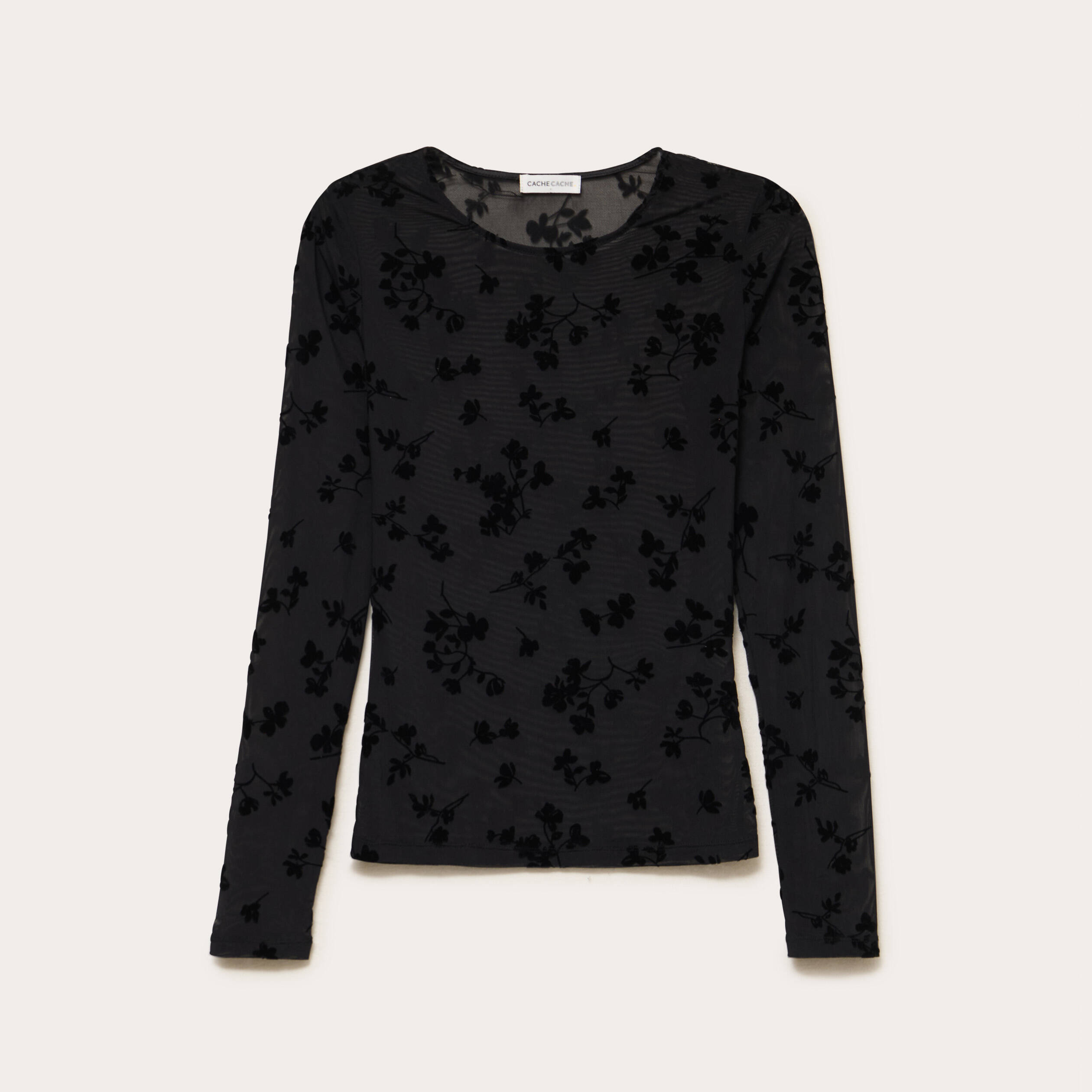 T-shirt ajust&eacute; manches longues noir femme