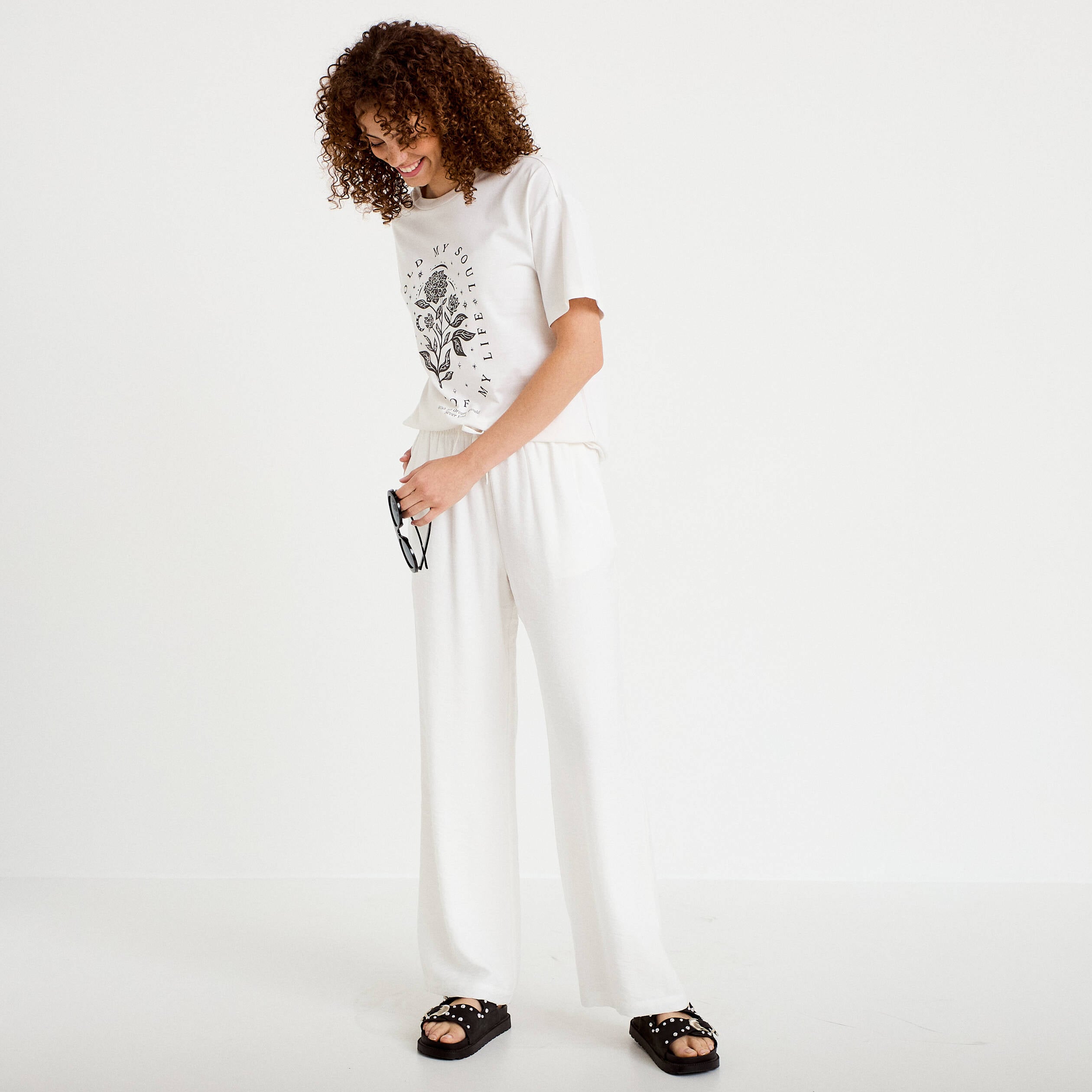T-shirt oversize manches courtes ecru femme