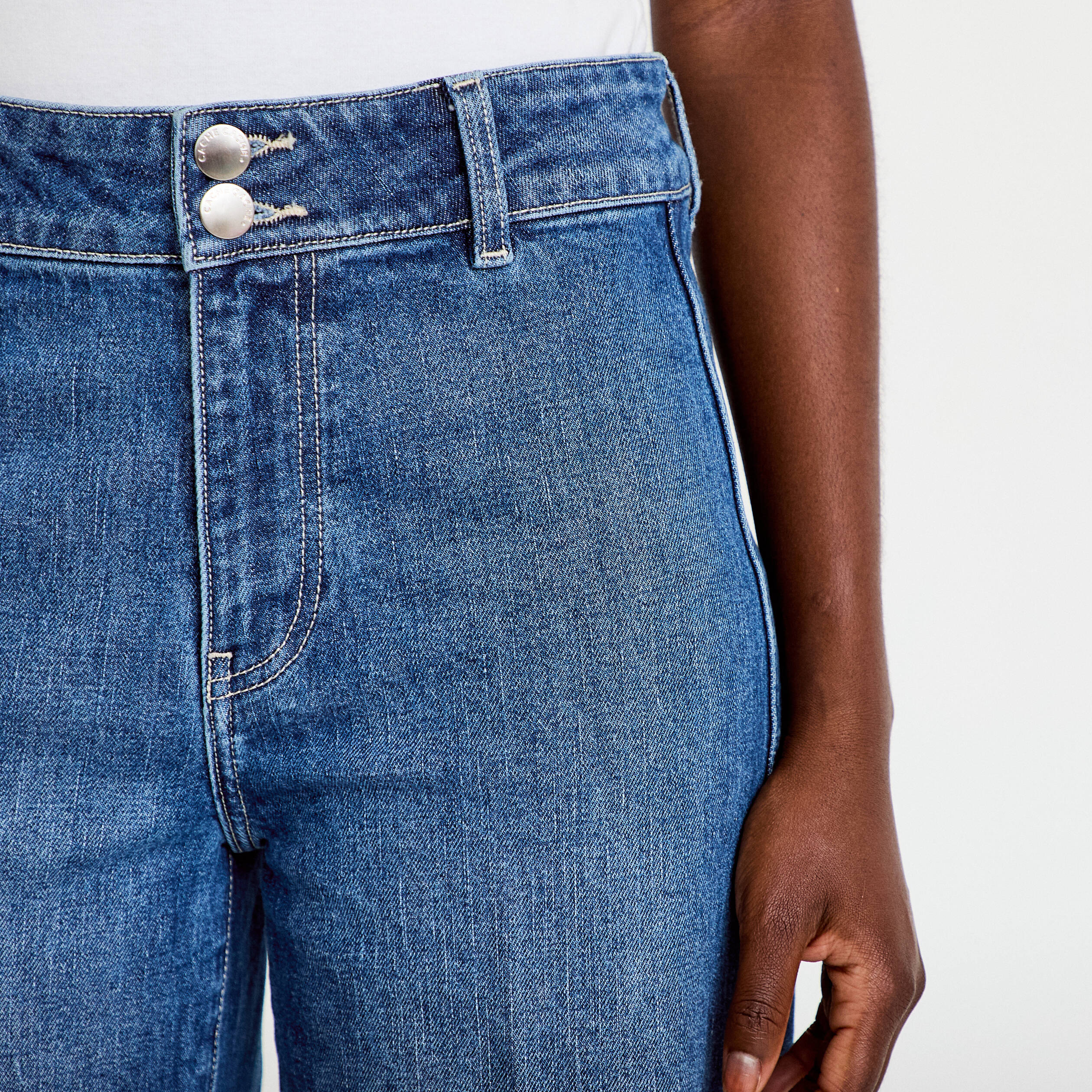 Jean wide leg taille haute denim double stone femme