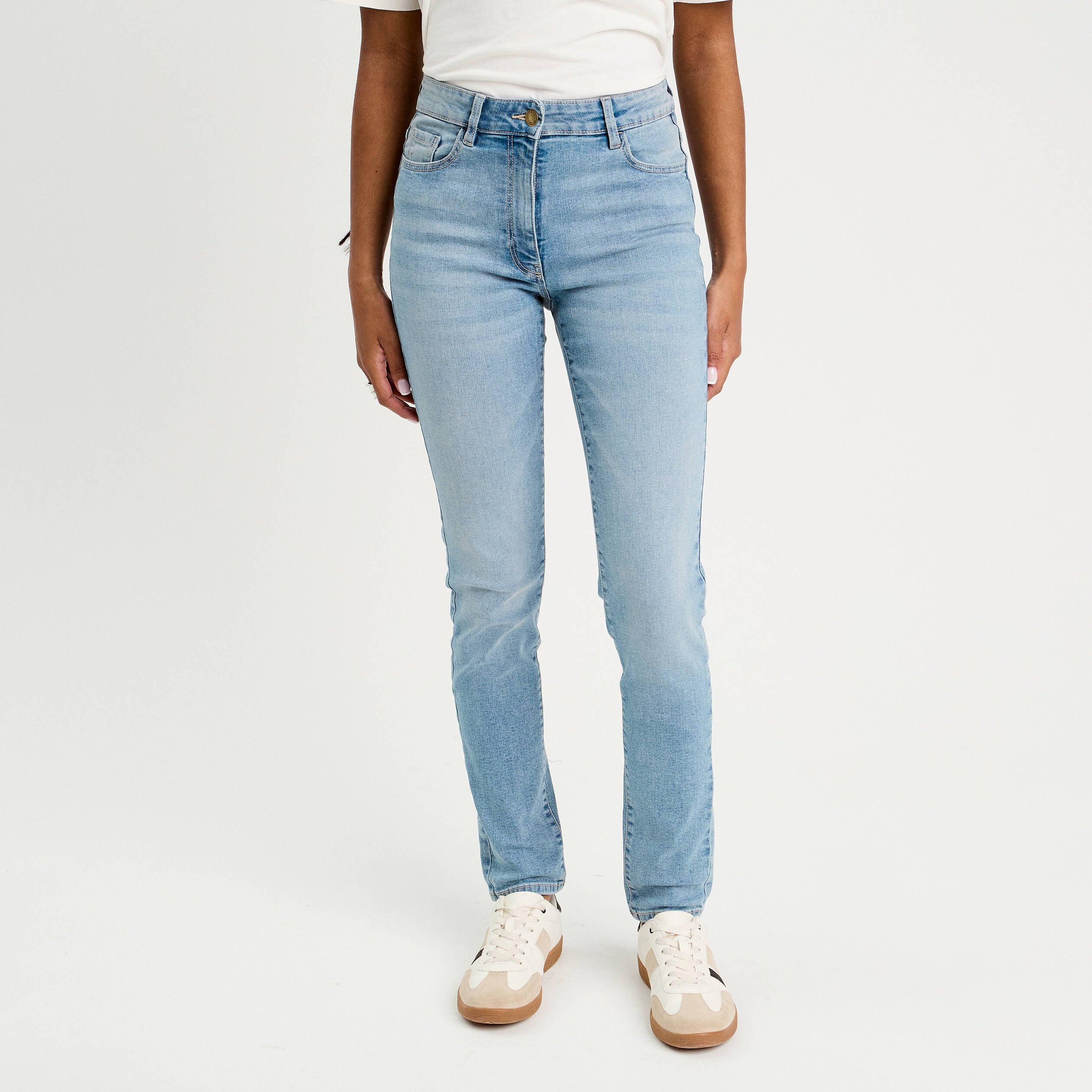 Jeans slim denim bleach femme