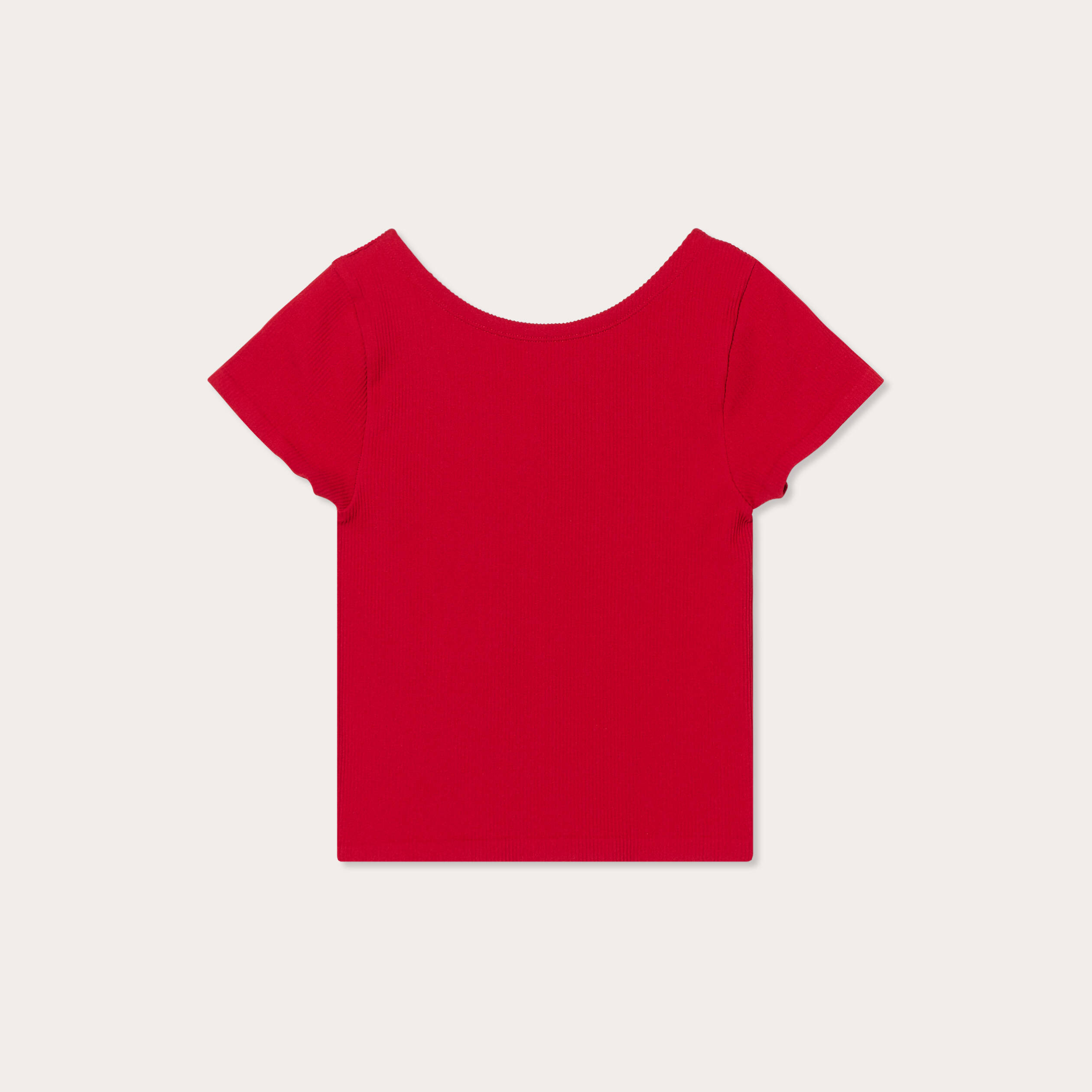 t shirt manches courtes cotele rouge femme T-shirt manches courtes côtelé rouge femme